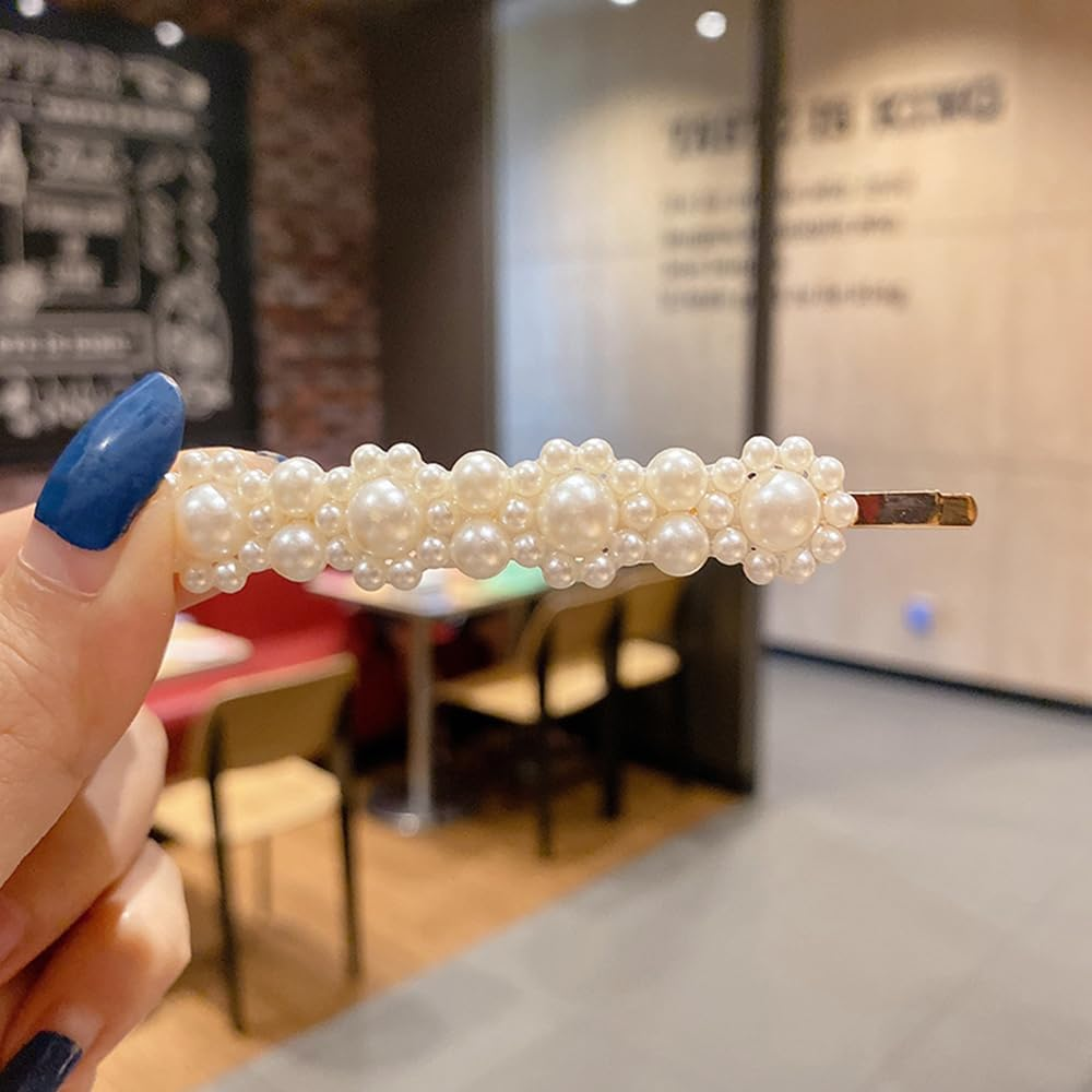 CENPEK Elegant Pearl Hair Clips for Girls Women Ladies, 12Pcs Pearl Barrettes/Bobby Pins/Snap Clip Hair Slides for Prom Party Wedding, Handmade Hair Accessories image number 5