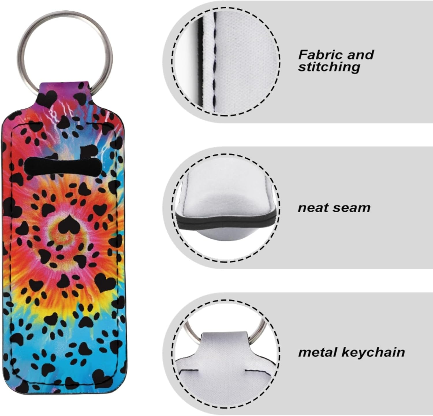CLOHOMIN Chapstick Holder Keychain Chapstick Lipstick Holder Key Chain 3.7 X 1.5 Inch Lip Balm Holder for Women Girls - Whilpool Tie Dye Dog Paw image number 4