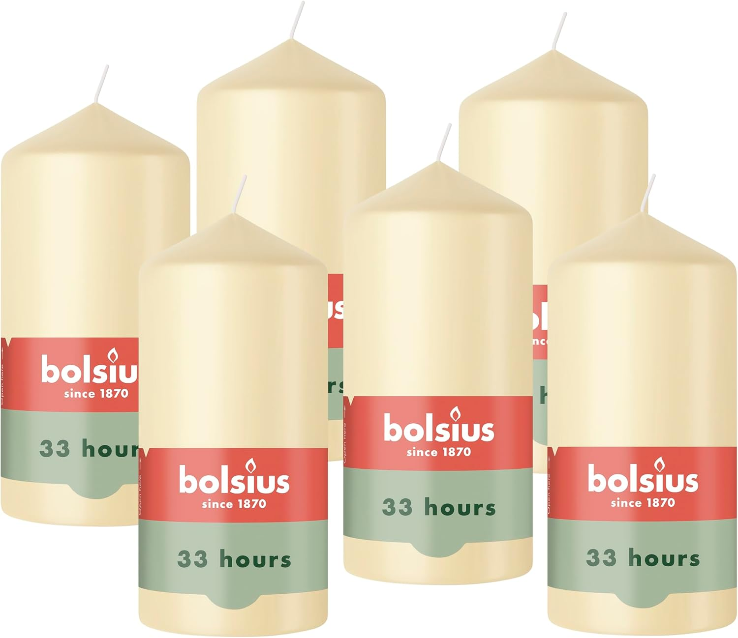 Bolsius - Pillar Candle - Beige - 12 Cm - Burning Time 33 Hours - with Natural Extracts - Natural Plant Wax - without Palm Oil