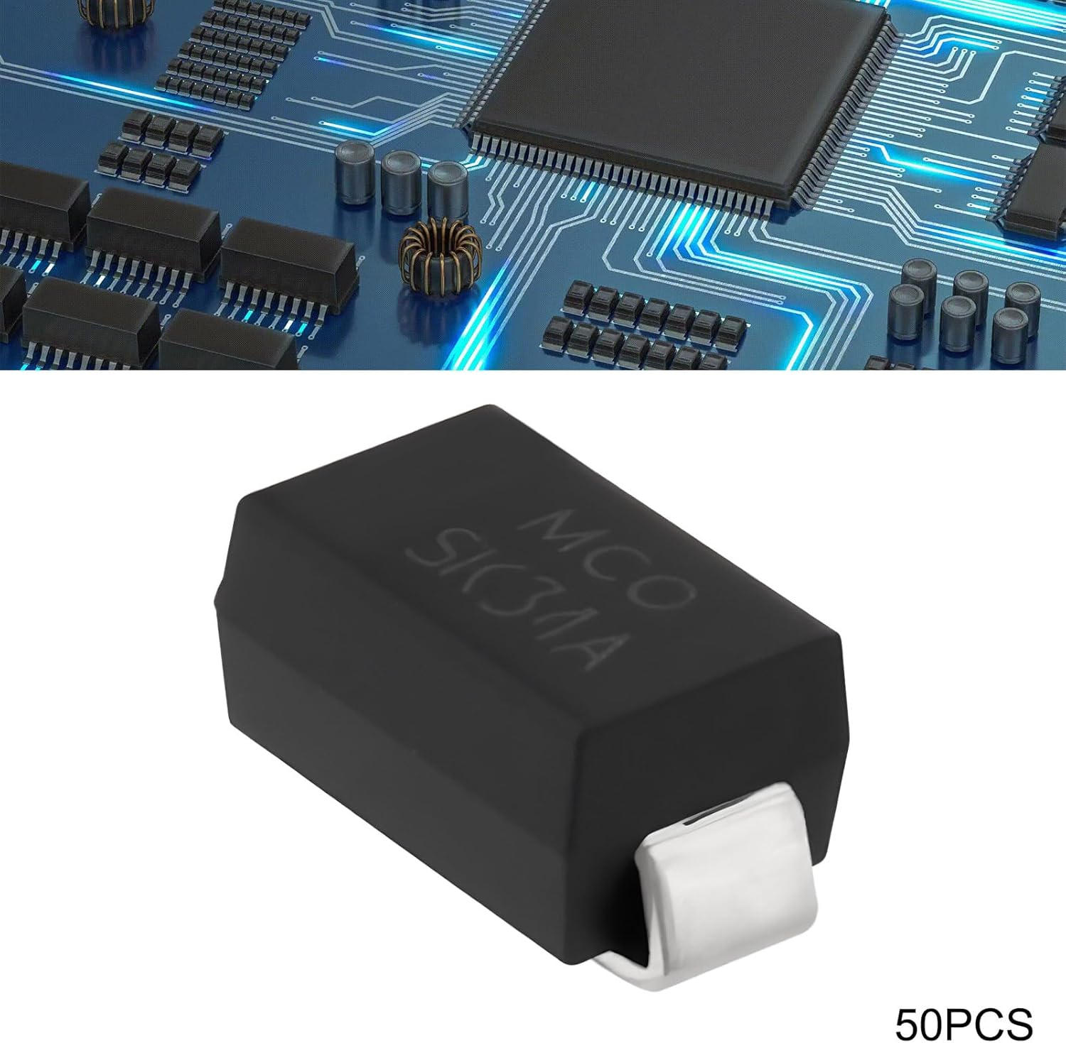 Emsea 50Pcs SK34 Schottky Diodes, 40V 3A SMA for Solar Panel Controller, PCB Circuit Board image number 3