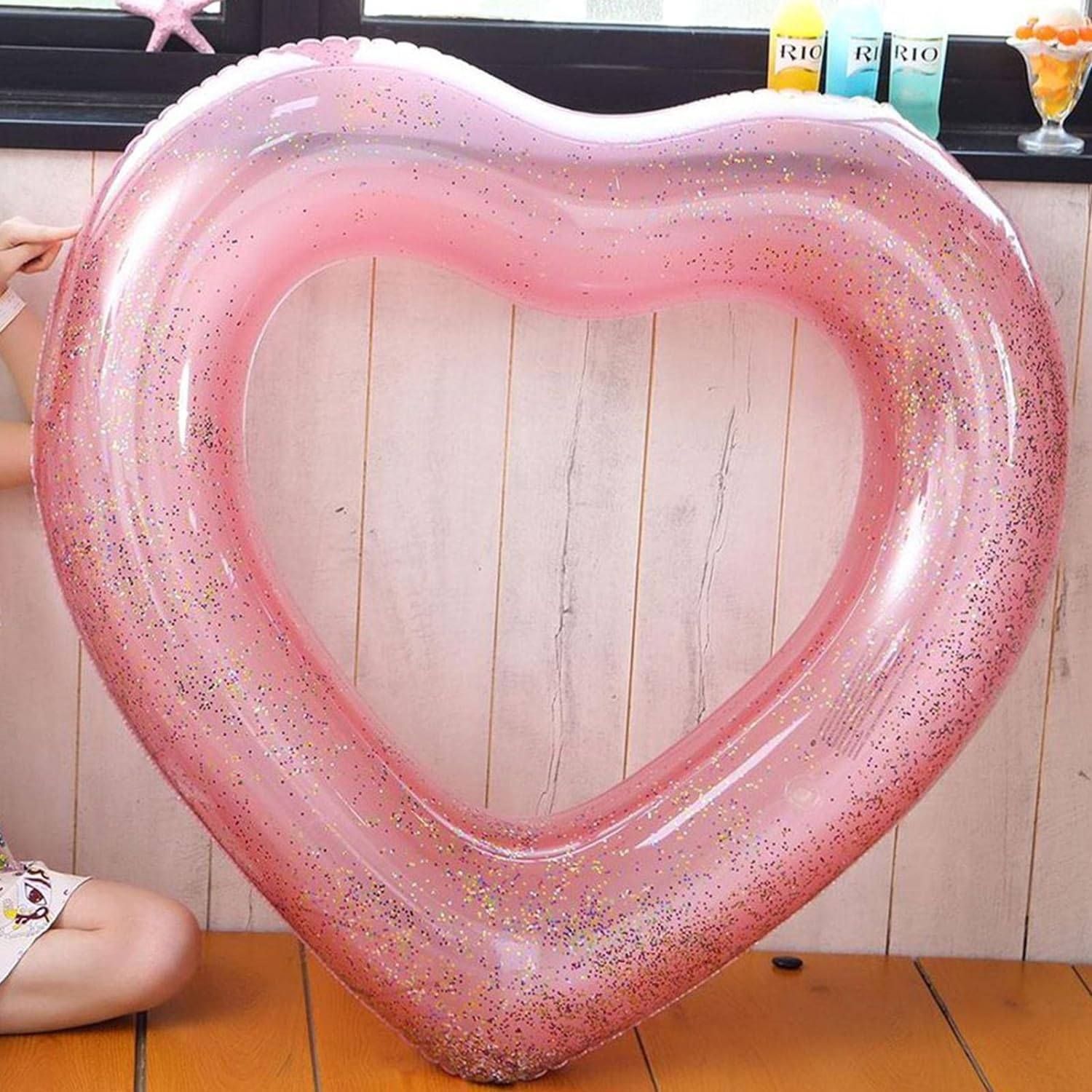Heart Inflatable Pool - Heart Shaped Pool Float Loungers Tube | Water Fun Beach Party Toys, Summer Swimming Tube for Kids, Adults image number 1