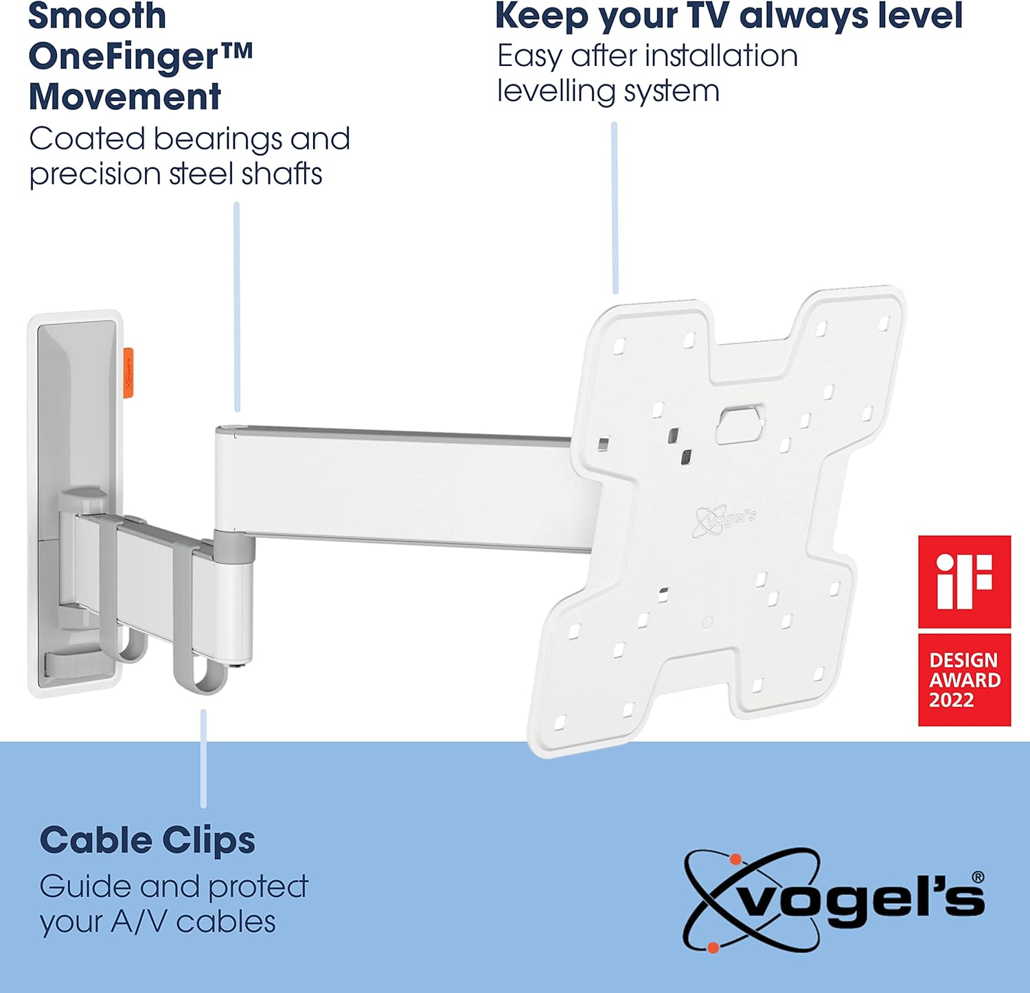 Vogel'S TVM 3245 Full-Motion TV Wall Bracket for 19-43 Inch Tvs, Max. 33 Lbs (15 Kg), Swivels up to 180&ordm;, Full-Motion TV Wall Mount, Max. VESA 200X200, Universal Compatibility image number 5