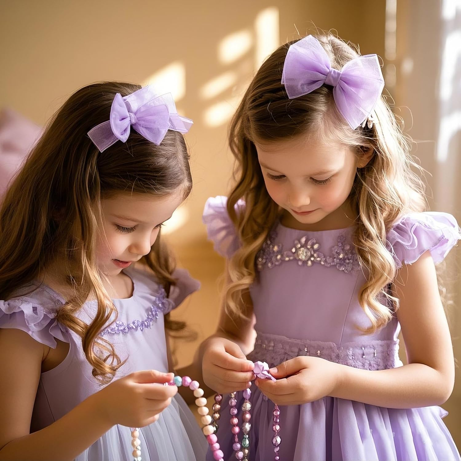 15Cm Double-Layer Organza Hair Bow Clips - 2 Pack Premium Alligator Texture Bows for School Formals/Christmas Pageants | Hypoallergenic Hair Accessories for Girls & Mums image number 5