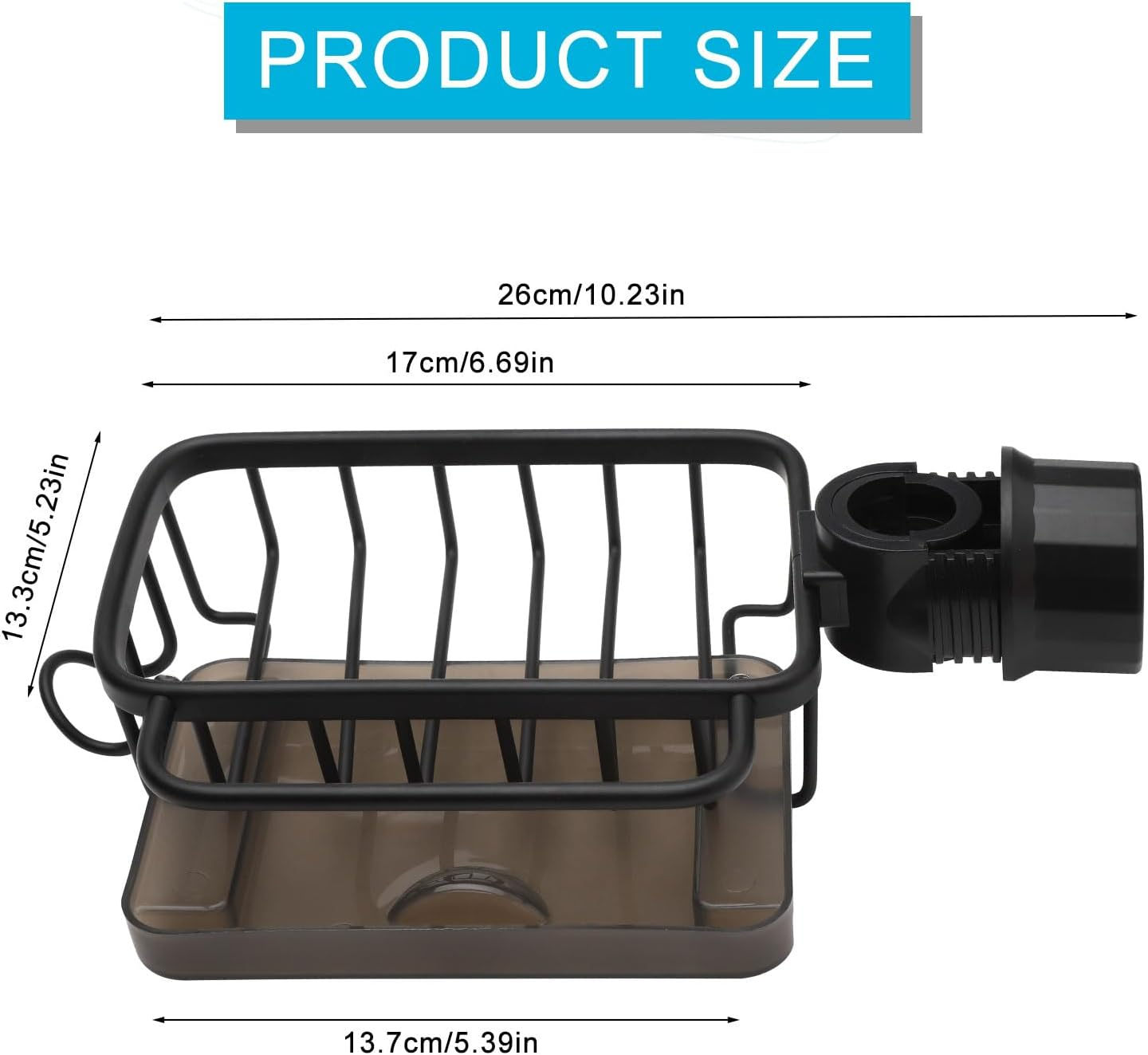 HENGBIRD Kitchen Sink Organiser, Stainless Steel Soap Sink Organiser, Sponge Holder, Towel Holder, Sink Organiser with Hooks for Kitchen and Bathroom, Black