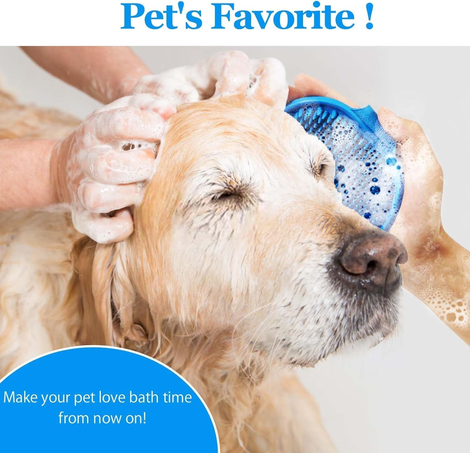 6PCS Dog Bath Brush with 3Pcs Dog Toothbrush, Dog Scrubber for Bath, Dog Shampoo Brush with Adjustable Ring Handle, Dog Shower Brush for Long Short Hair image number 3