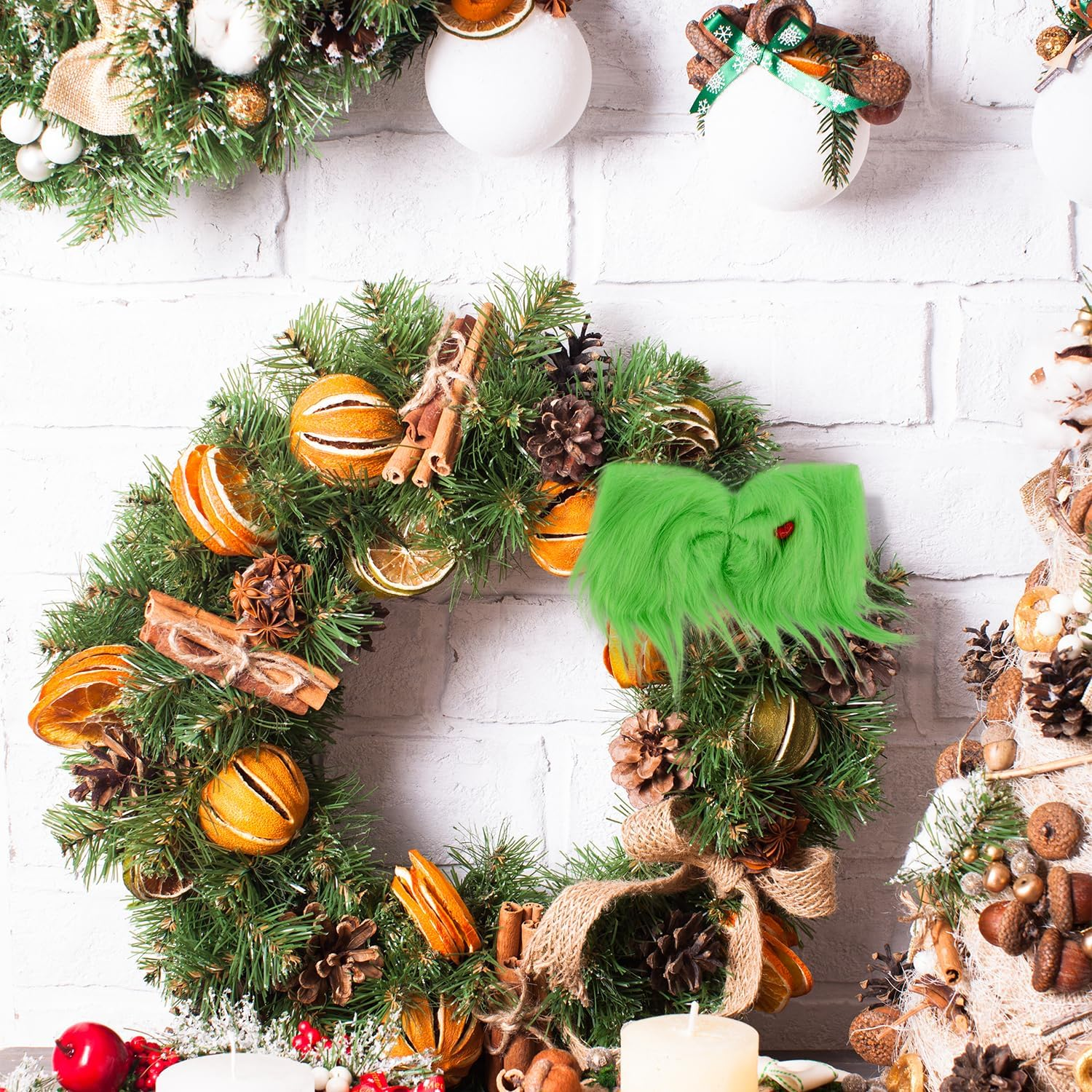 Large Green Furry Hair Bow, Green Headband Christmas Hair Clips Xmas Tree Decorations Fur Bowknot Christmas Hair Plush Pin Accessories for Women Girls Baby Costume Accessories Holiday Party image number 6