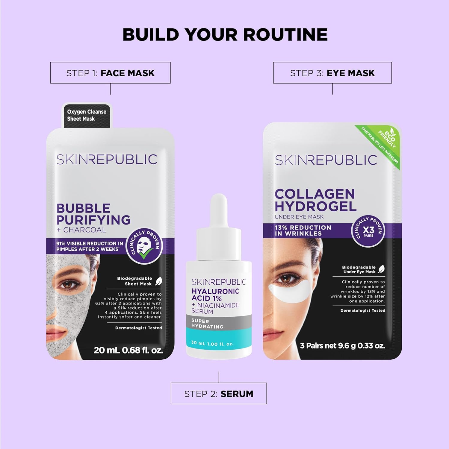 Skin Republic 10 Pack Bubble Purifying + Charcoal Face Mask Sheet image number 3