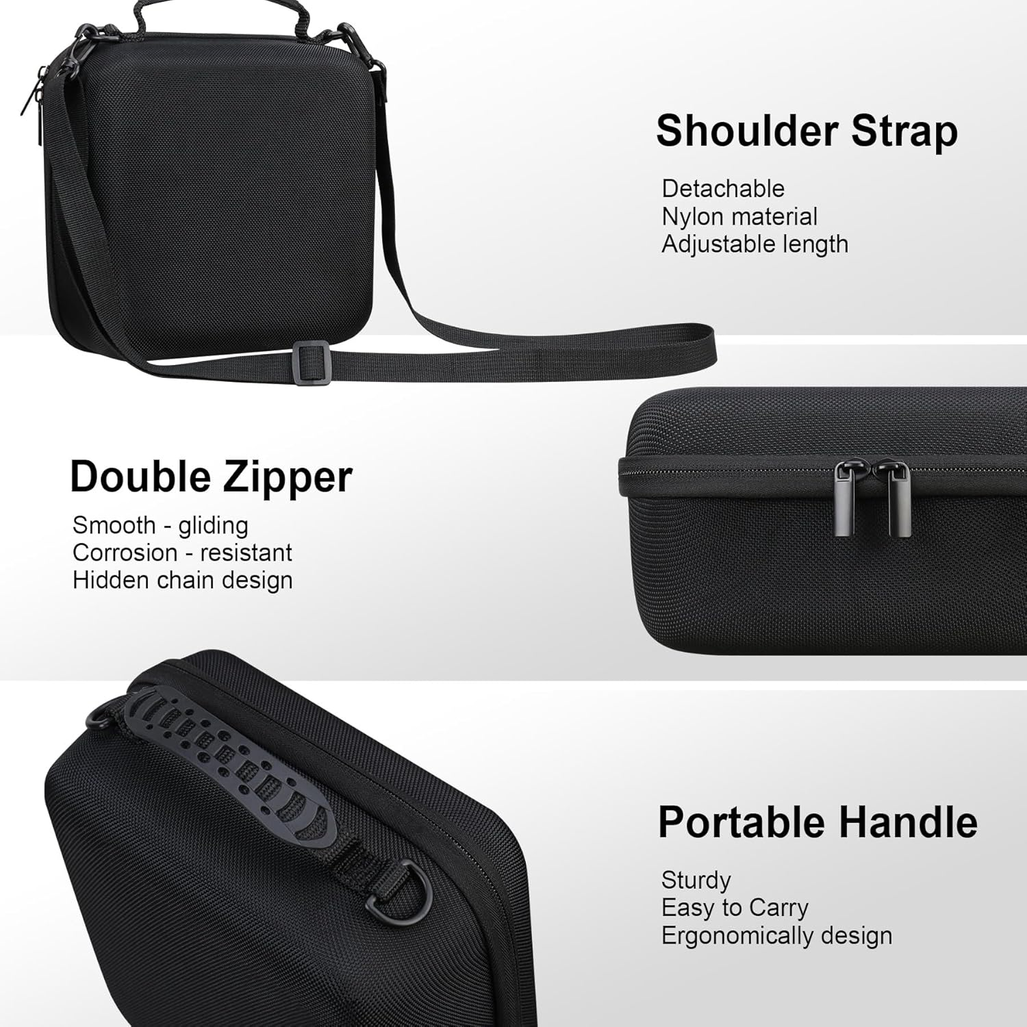 RAIALL Camera Case for Sony Alpha A6000/A6100/A6400/A6700/ Sony Alpha 7 II III IV/7R V Mirrorless Digital Camera and Lens, Vlogging Camera Hard Travel Bag with a Shoulder Strap and 3 Dividers, Black image number 6