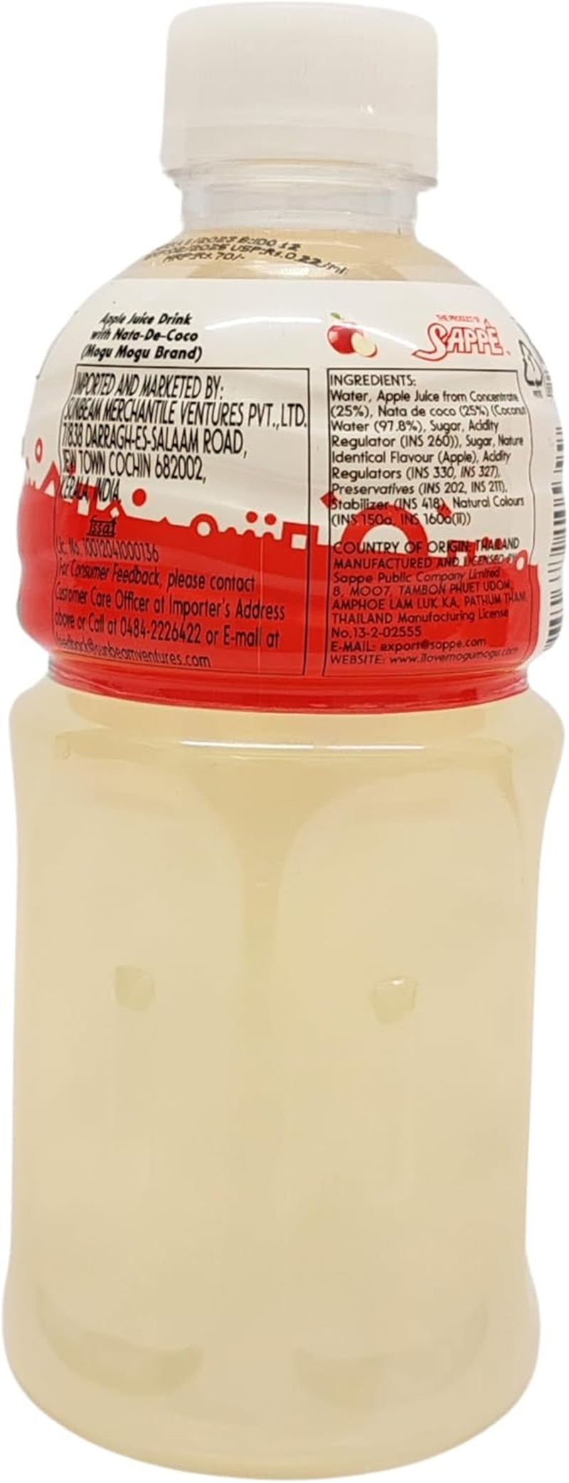 Mogu Mogu Apple Drink with Nata De Coco | Asian Fruit Juice Drink with Chewy Jelly | Refreshing Sweet Apple Flavour | Fun Fruity Mogu Mogu Drink | Popular Nata De Coco | 320Ml Bottle image number 5