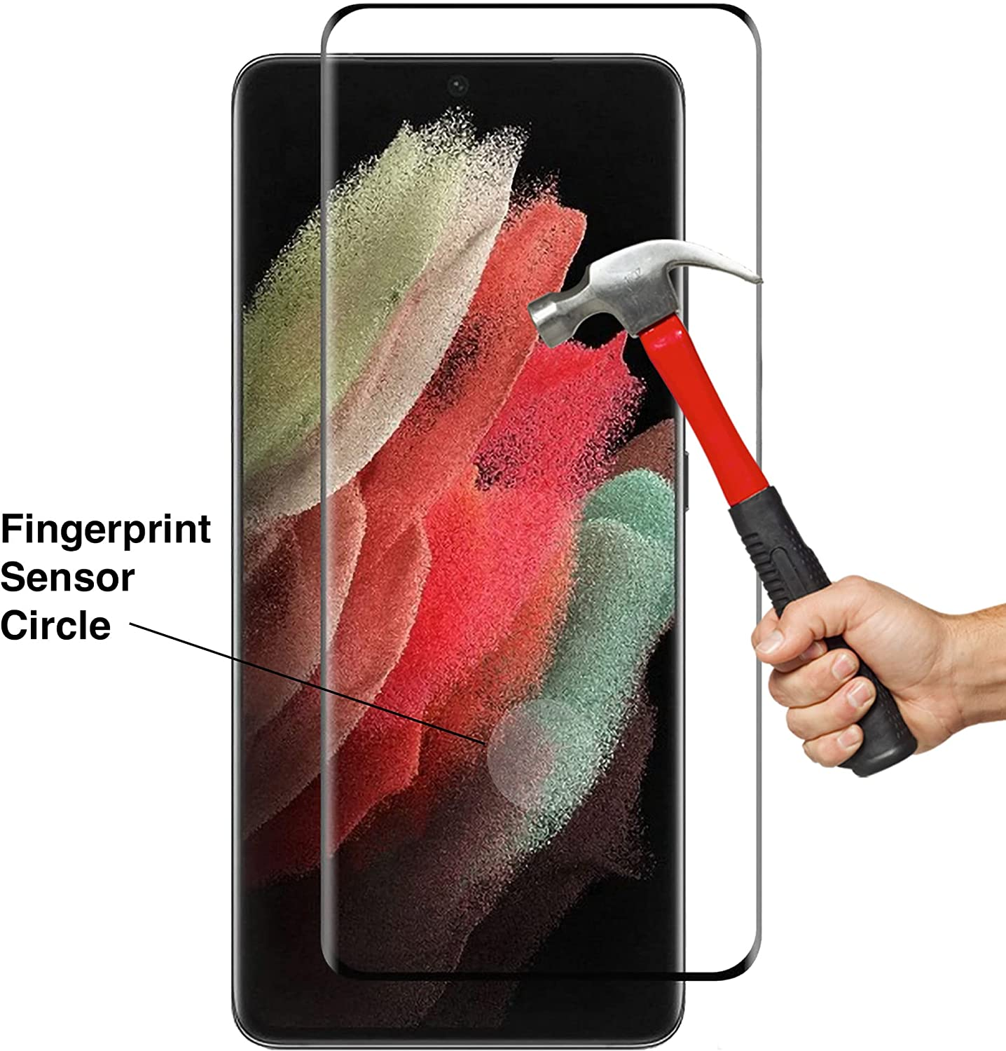 MEZON [2 Pack] Full Coverage Tempered Glass for Galaxy S21 Ultra 5G - Crystal Clear Premium 3D Edge 9H HD Screen Protector (S21 Ultra 5G, 9H Full) image number 5