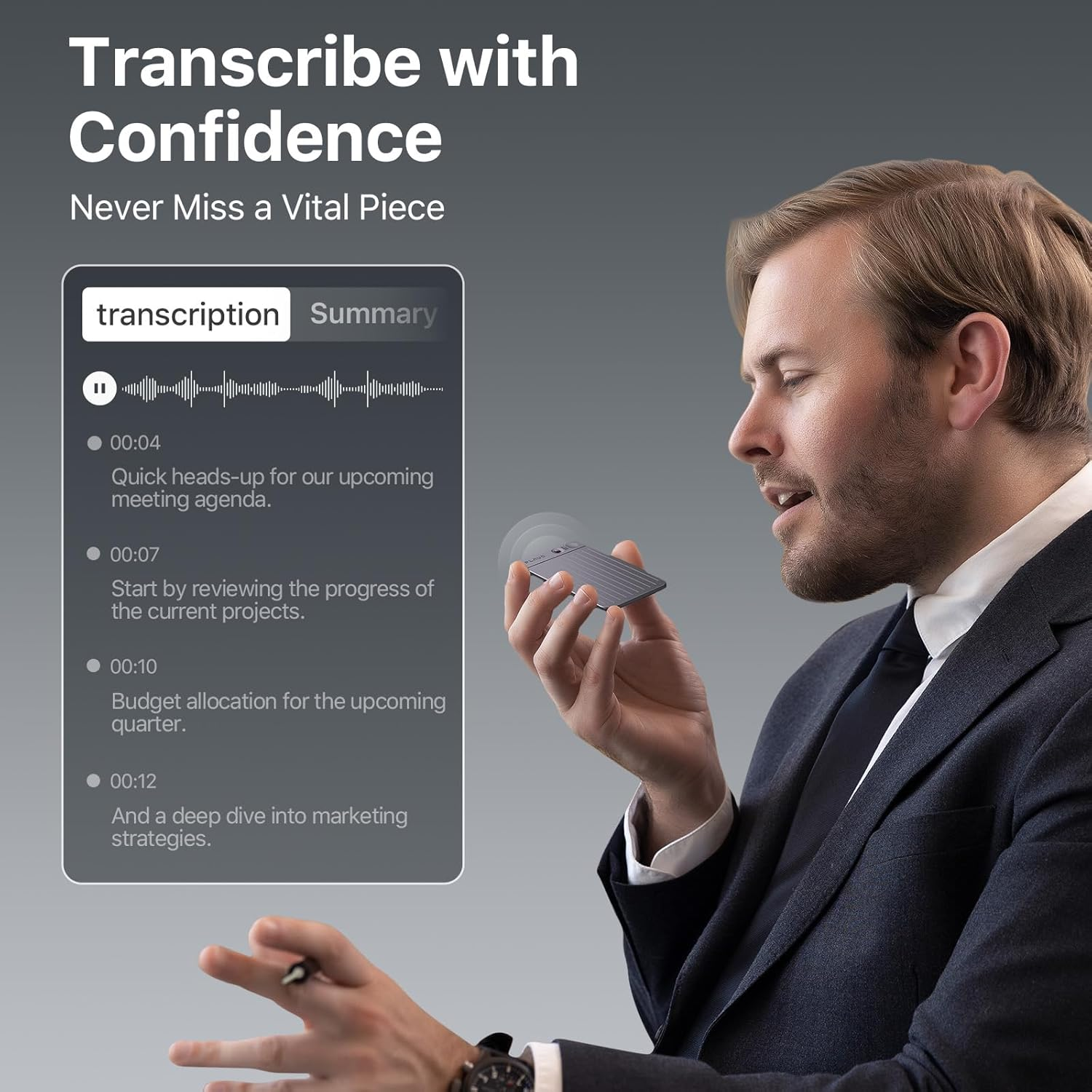 AI Voice Recorder, PLAUD Note Voice Recorder W/Case, App Control, Transcribe & Summarize with AI Technology, Support 112 Languages, 64GB Memory, Audio Recorder for Lectures, Meetings, Calls, Black image number 4