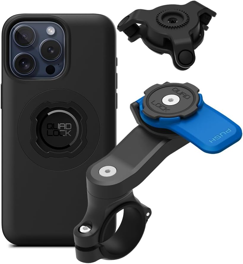 Quad Lock Motorcycle Handlebar Phone Mount Kit with Vibration Dampener and Iphone 15 Pro Max MAG Case image number 6