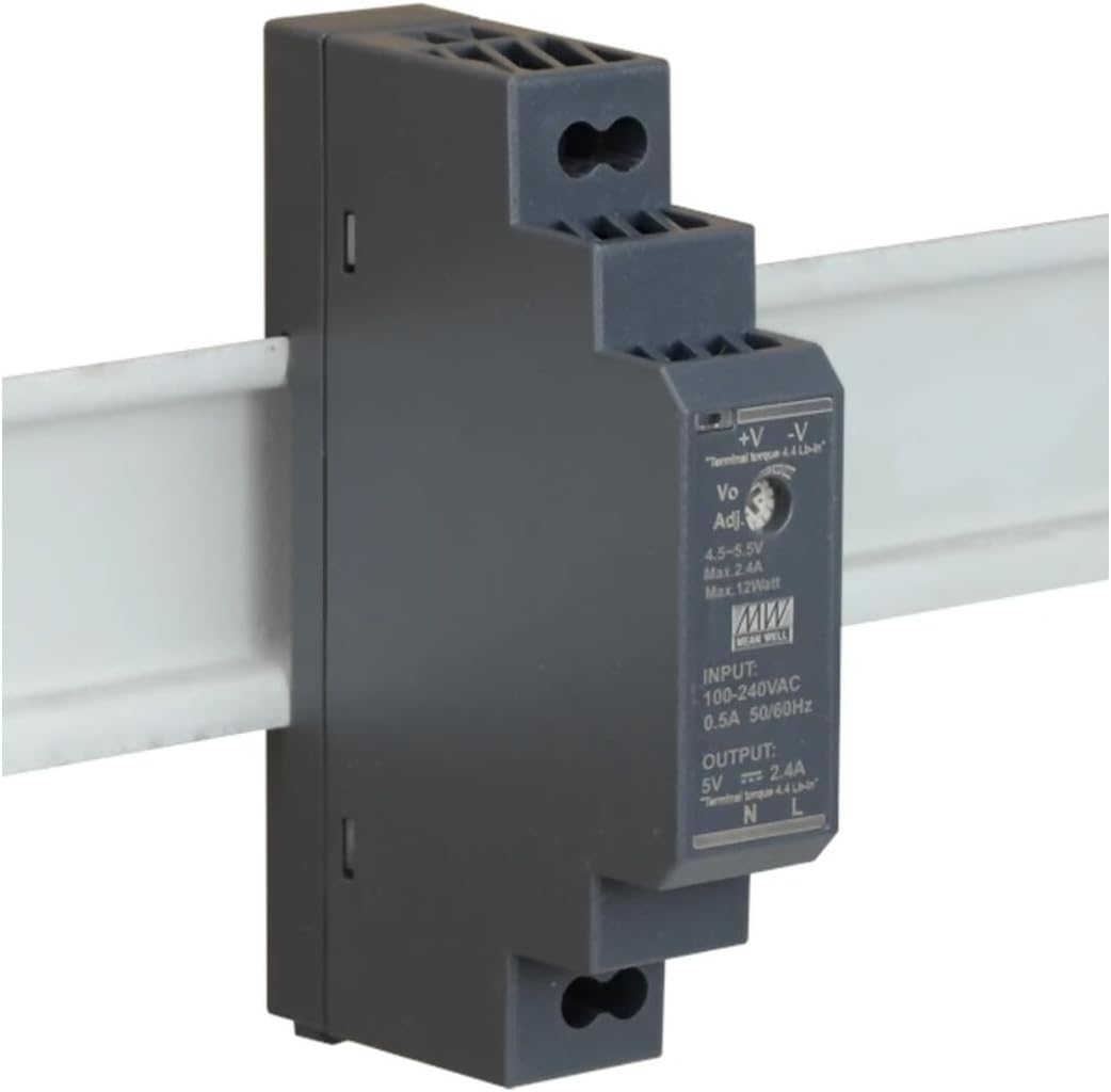 HDR-15-12 Genuine Mean Well DIN Rail Power Supply 12V 1.25A 15W, with Warning Label - 12V image number 1