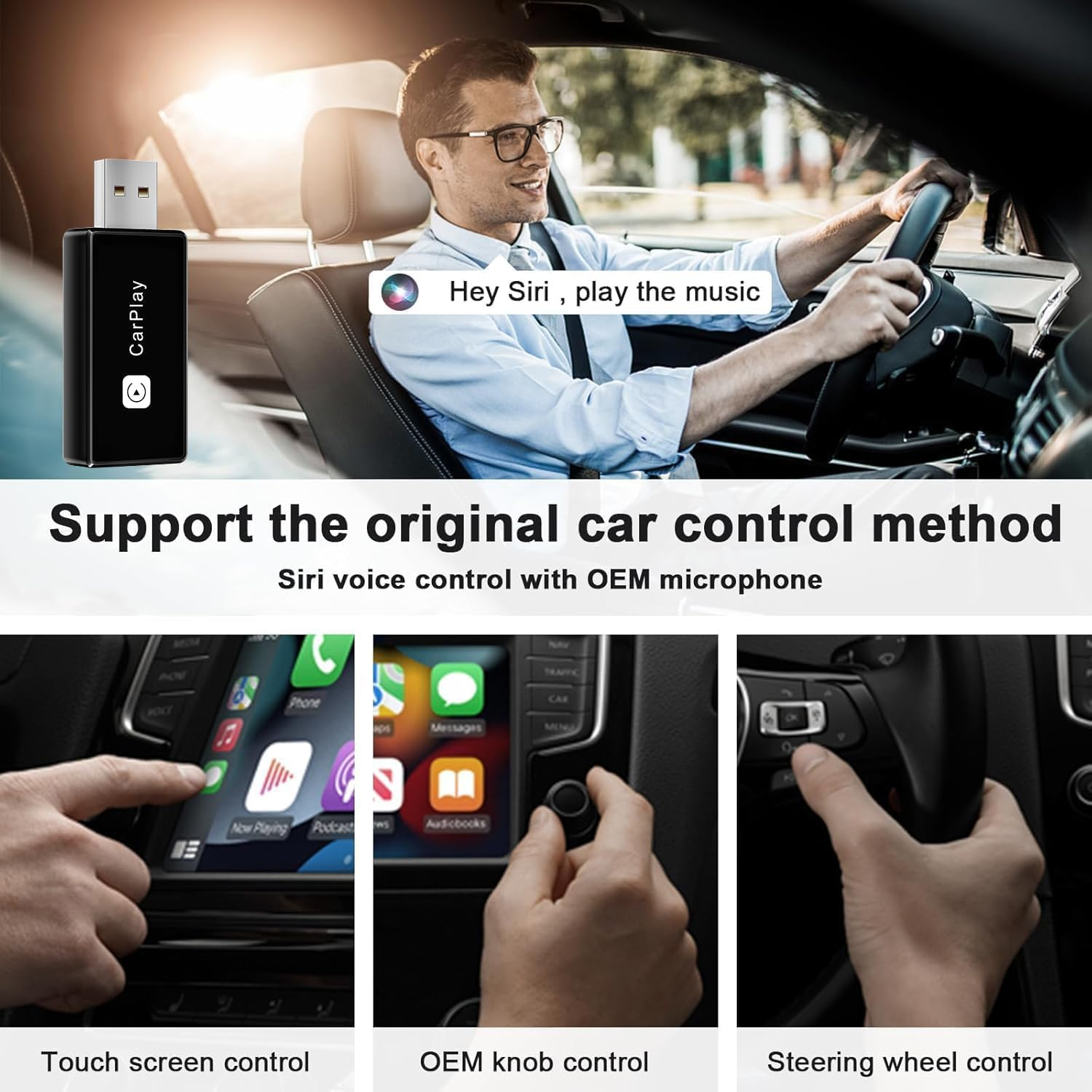 Wireless Carplay Adapter 2-In-1 for Iphone & Android - Plug & Play Mini USB Dongle, 5Ghz Wifi Auto Connect, Stable Bluetooth Connection Fit 98%+ Cars with Upgrade Wired Carplay to Wireless image number 3