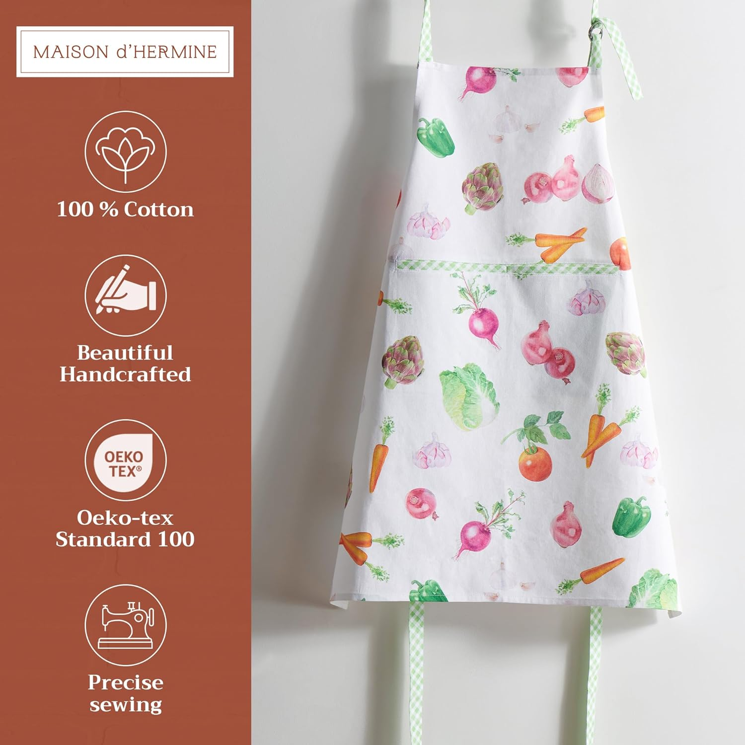 Maison D'Hermine 100% Cotton Apron for Women with Pocket Kitchen Chef Apron for Men Cooking Gardening Server Waitress Maid image number 6