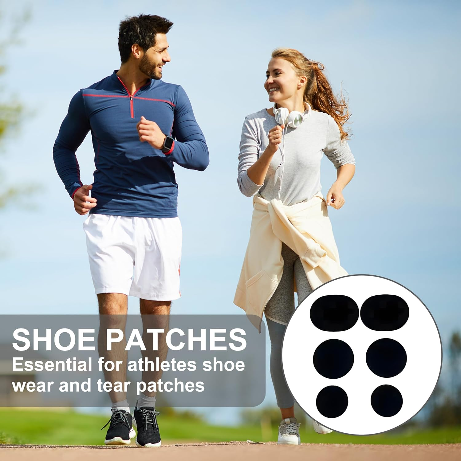 24Pcs Leather Repair Patches for Shoes, Quick Self-Adhesive Sneaker Repair Patches - Durable & Washable Shoe Goo Alternative for Cracked Toe Caps, Mesh Tears & Heel Scuffs(Black+White) image number 4