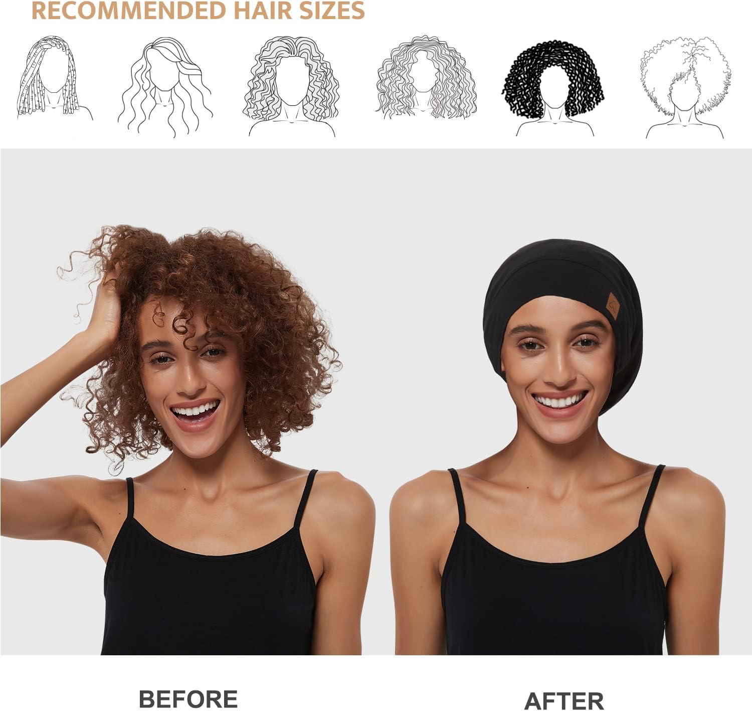 Hat Hut Silk Satin Lined Sleep Cap Bonnet for Curly Hair, Adjustable Satin Hair Wrap for Sleeping image number 1