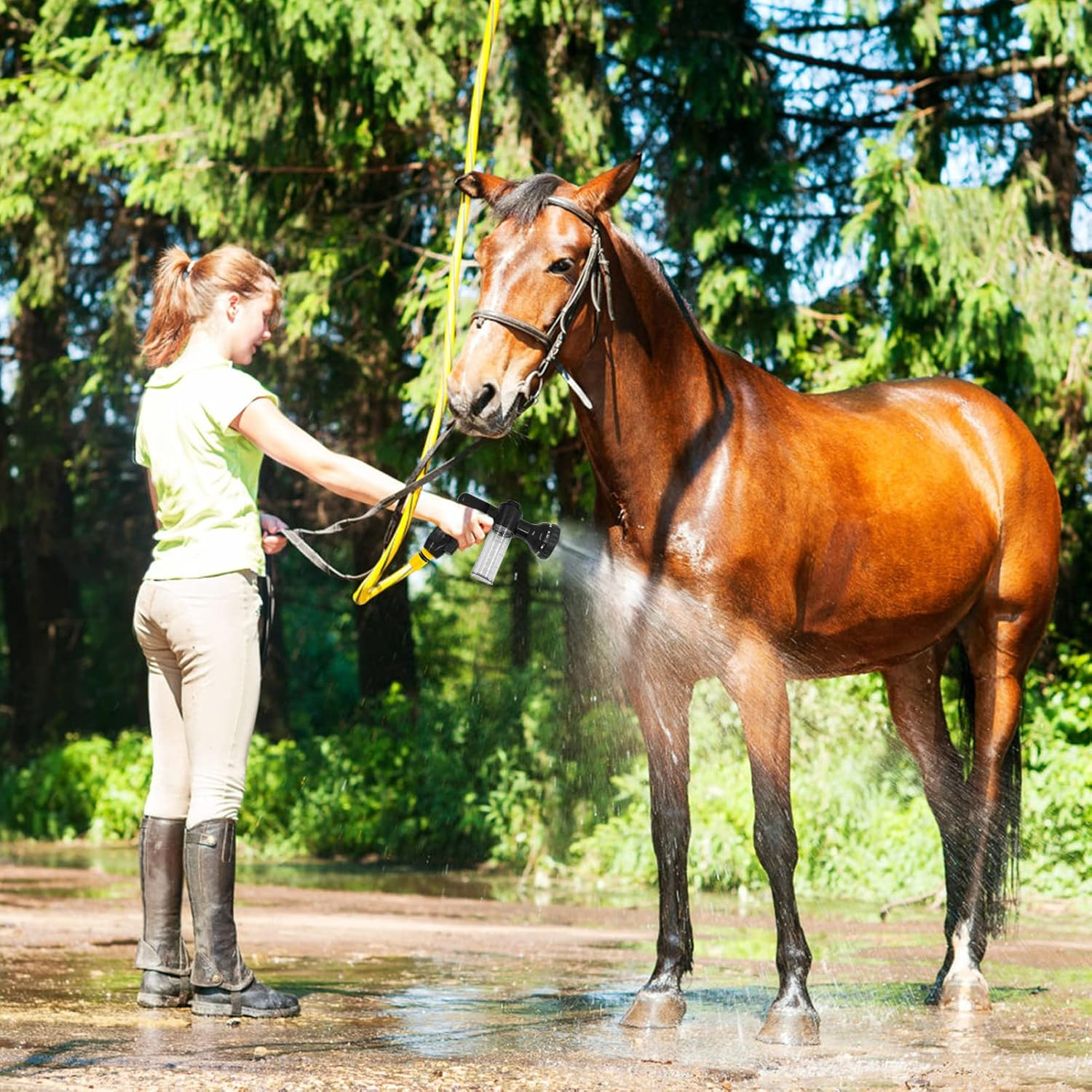Dog Wash Attachment 8 Spray Pattern Nozzle with Bathing Brush and 3.5Oz/100Cc Soap Dispenser Bottle 3/4 in Standard Garden Hose for Pet Showering Car Washing Watering image number 3