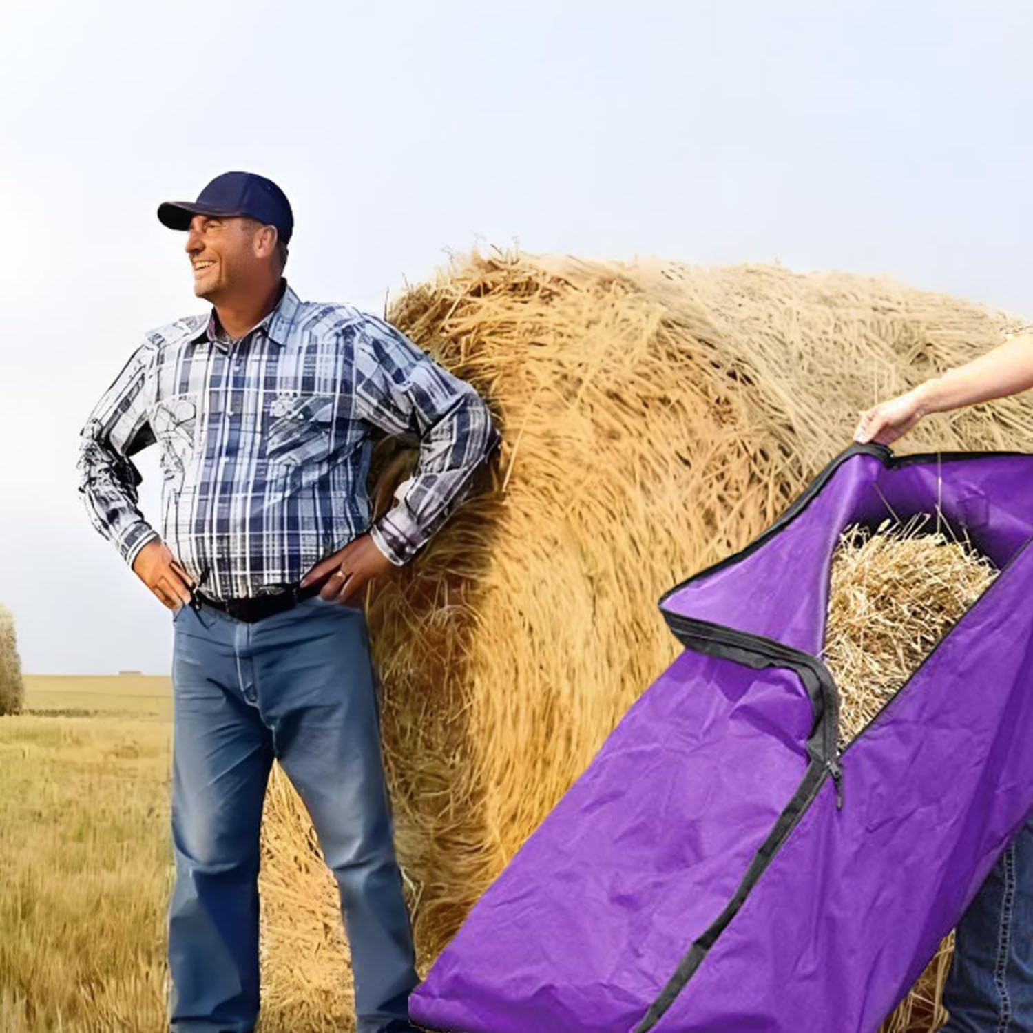 Shengsenfu Hay Bale Storage Bag, Heavy Duty Hay Bale Bag, Oxford Cloth Hay Storage Container, Horse and Livestock Hay Bale Bag, Large Tote Waterproof Collapsible Bag Hay Bale Tote Bag with Zipper image number 5