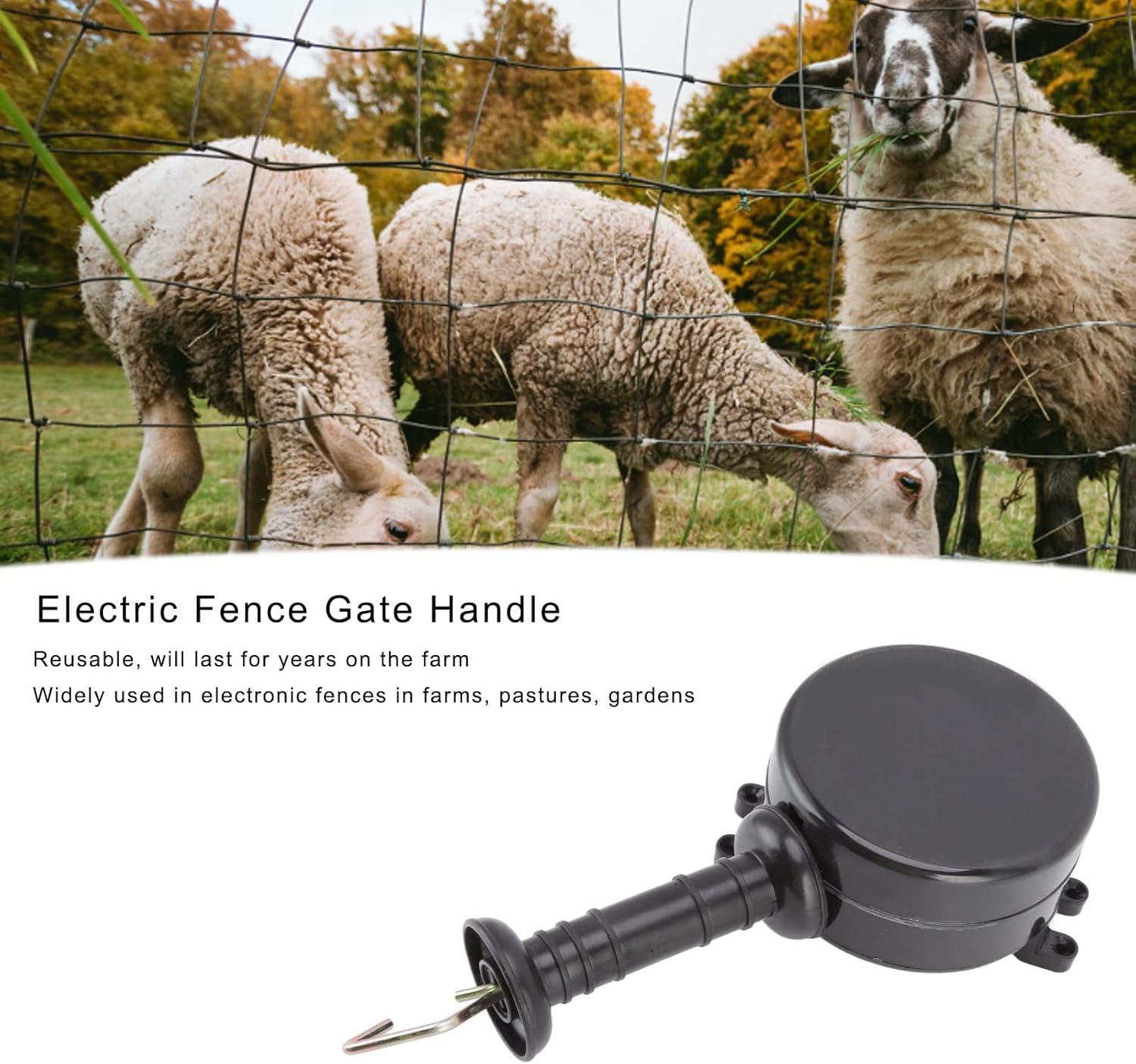 Electric Fence Gate Handle,5M Energizing Rope Retractable Reusable Electric Fence Handle,Easy Installation Insulated Plastic Door,For Farm Garden image number 2