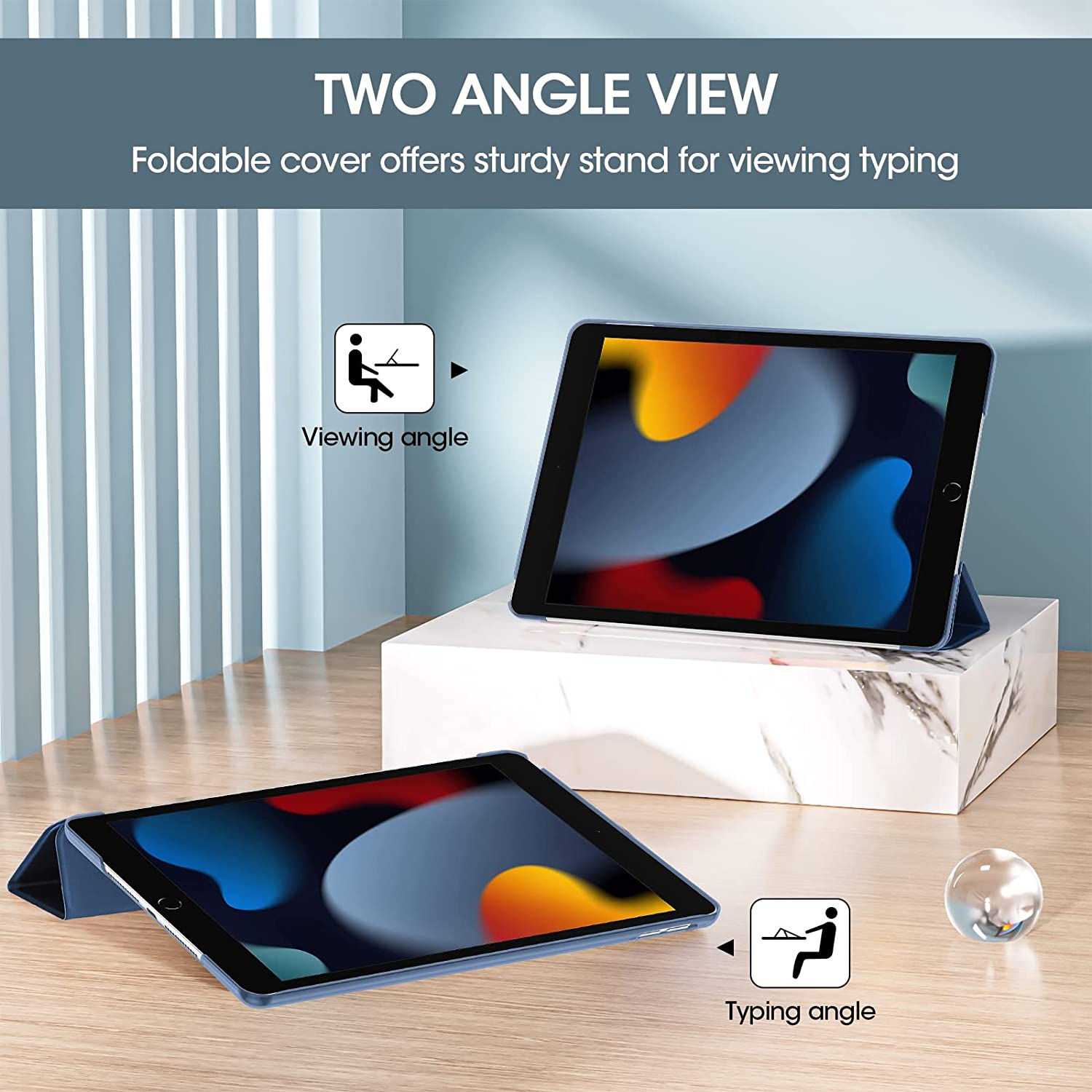 Procase Ipad 10.2 Case 9Th Gen 2021/ Ipad 8Th Gen 2020/ 7Th Gen 2019, Slim Stand Hard Back Shell Protective Smart Cover Case for 10.2 Inch Ipad 9/8/7 -Darkblue - Camopink image number 4