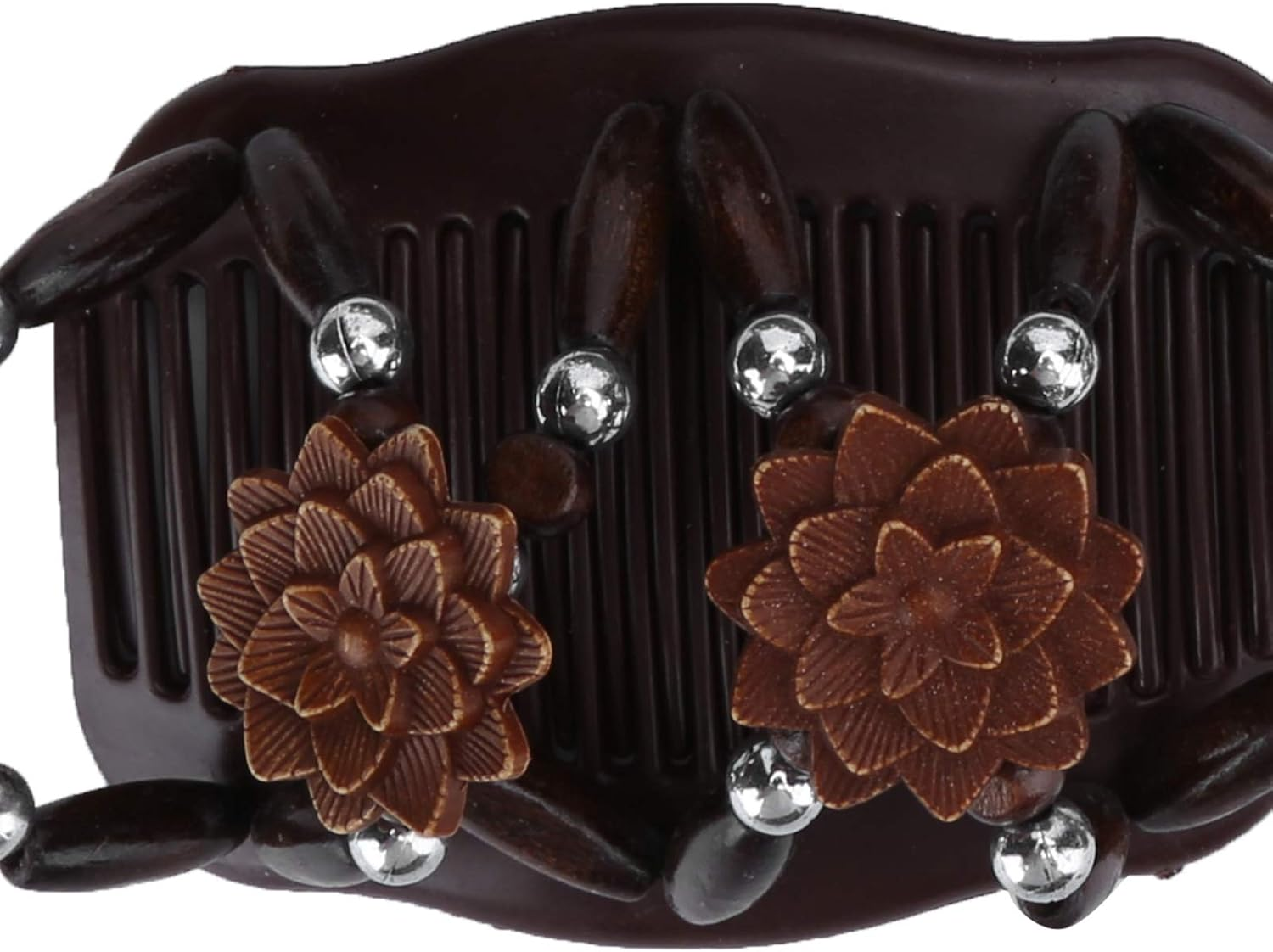 5Pcs Hair Combs Vintage Beads Stretchy Magic Clips Wooden Beads Double Hair Comb Clip Stretchy Women Hair Accessories Hair Styling Tool Double Comb Hair Clips Magic Hair Comb