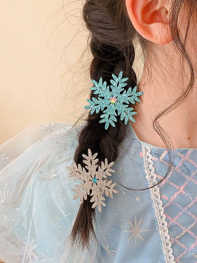 Snowflake Hair Clip Set, 8 Pieces Exquisite Christmas Snowflake Hair Clips, Snowflakes Hair Accessories Hair Clip with Shiny Rhinestones for Women Girls Winter Christmas Party Gift (F) image number 1