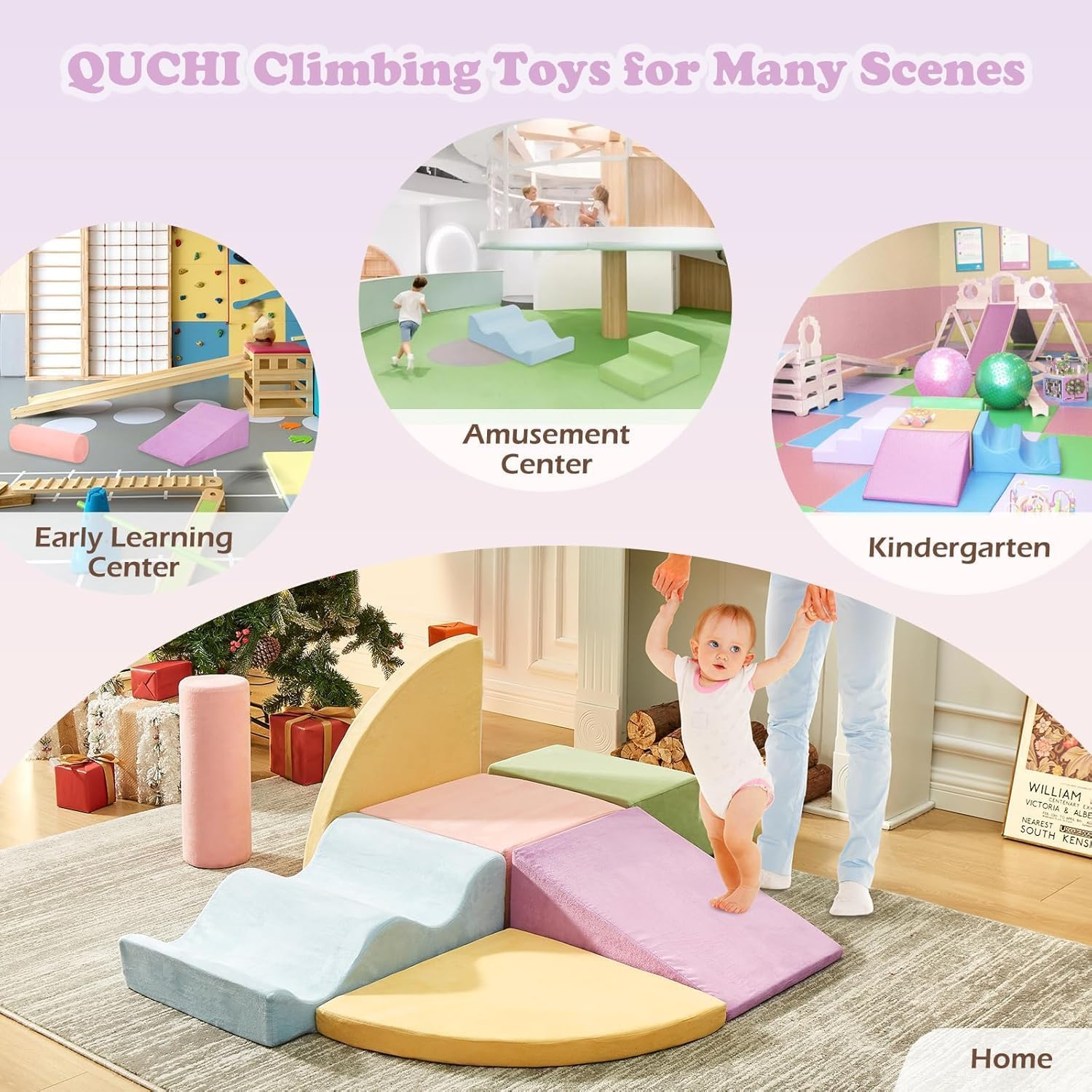 Climbing Toys for Toddlers, Toddler Climbing Toys Indoor, 7-Piece Soft Foam Climbing Blocks Set, Toddler Playtime Corner Climber Indoor Foam Play Gym for Crawling and Sliding image number 1