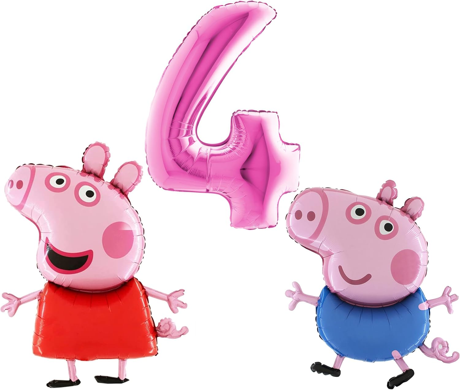 Toyland&reg; Peppa & George Pig Foil Balloon Pack - 2 X 37" Character Shape Balloons & 1 X 40" Number Balloon - Kids Party Decorations image number 3