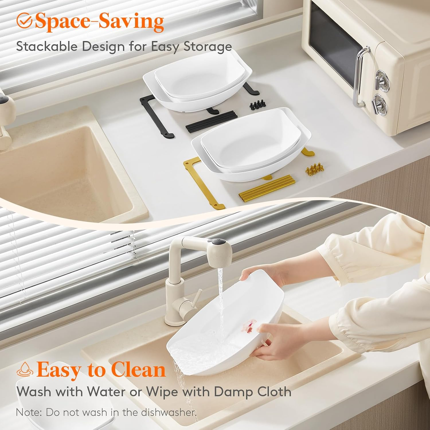 Lifewit Plastic Fruit Bowl Basket for Kitchen Countertop, 3 Tier Fruit Holder with Black Metal Stand, Serving Tray for Food, Vegetable, Cake, Dessert in Party