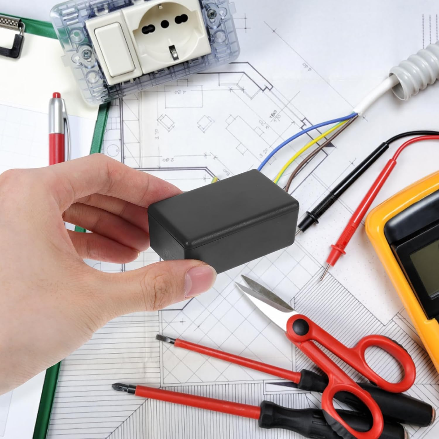 TEHAUX Small Electronics Case Project Boxes, Waterproof Electric Project Case Plastic Junction Box Enclosure Power Junction Box Project Case Box for Power Sensor (5Pcs, 61 * 36 * 25Mm)