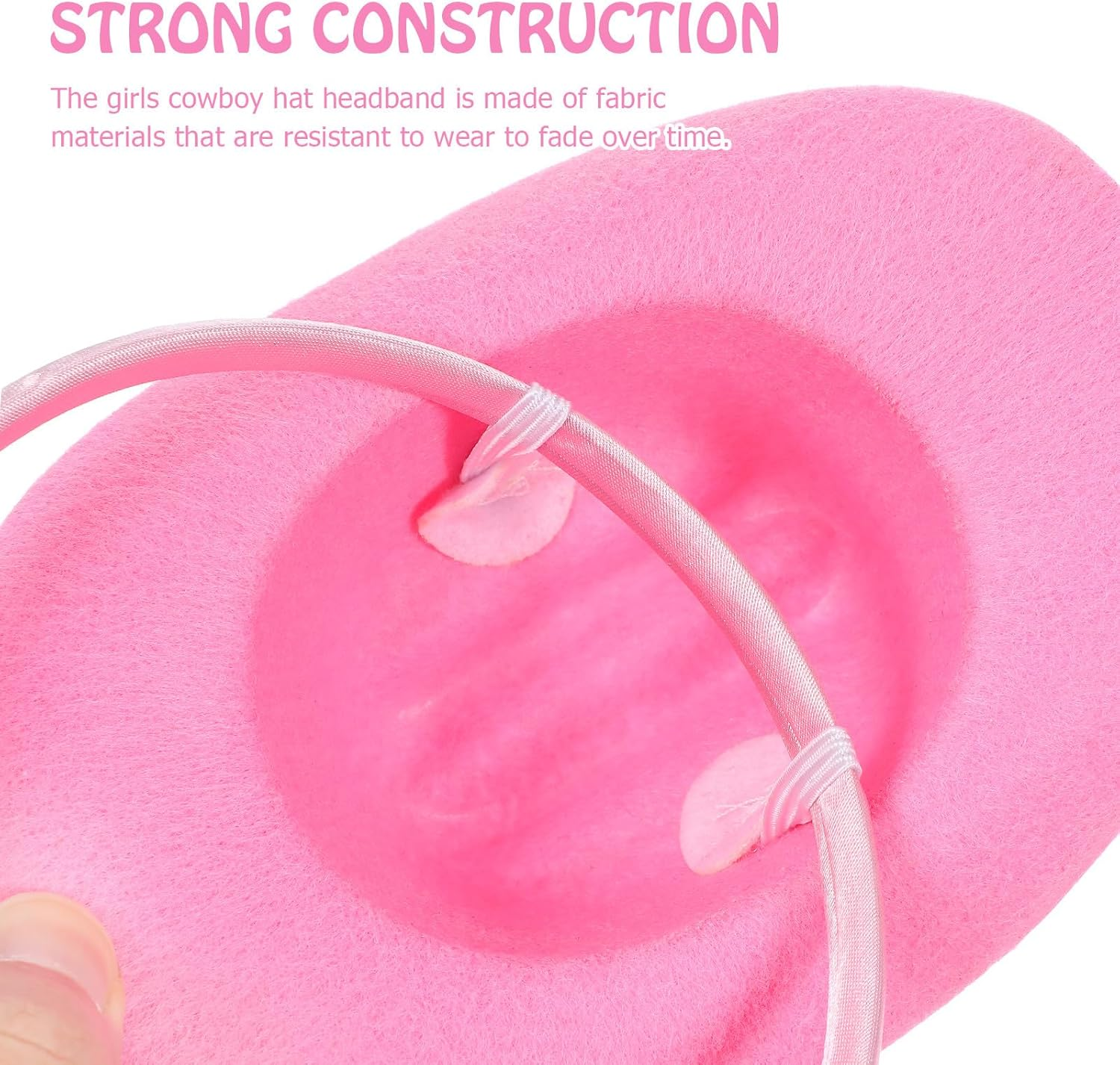 BIUDECO Mini Pink Cowboy Hat Headband Party Accessory for Women Western Masquerade Costume Cowgirl Hat Band image number 5