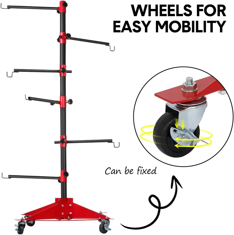 ALSTON Universal Auto Paint Stand Panel Tree Paint Rotating Stand Center Post Hang Paint Spray with 4 Wheels and 6 Hooks for Automotive Doors Fenders Bumpers image number 4