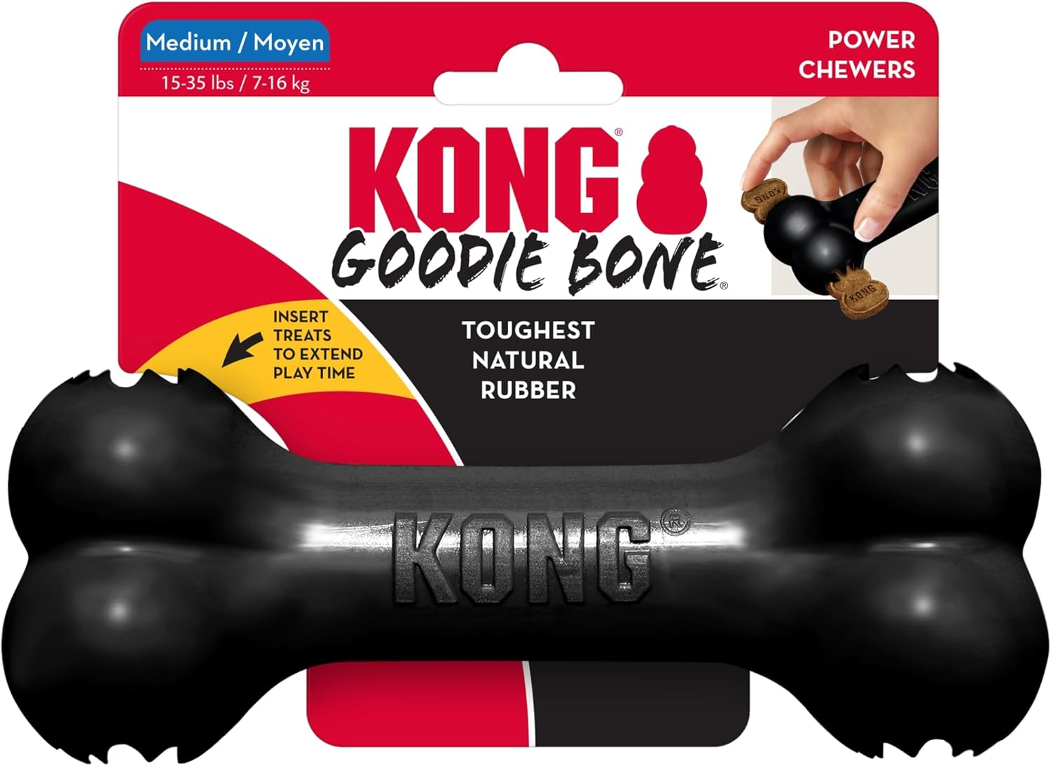 KONG - Extreme Goodie Bone - Durable Rubber, Teeth and Gum Cleaning Dog Toy - for Medium image number 3