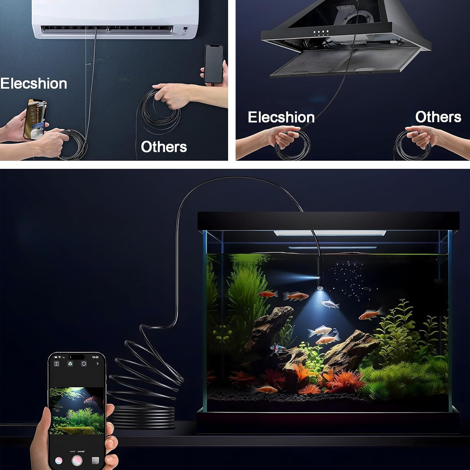 Jeyzuroa Endoscope Inspection Camera - 1080P HD Rigid Endoscope, IP68 Waterproof Endoscope Borescope with 8 LED Lights, Flexible Snake Camera for Iphone, Ipad and Android (5M) image number 2