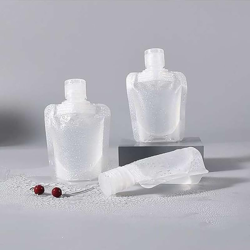 24 Pcs Portable Travel Makeup Packing Bag, 30Ml+50Ml+100Ml Leak Proof Refillable Empty Squeeze Pouch, Transparent Clamshell Packaging Bag Plastic Stand up Spout Pouch for for Vacation Travel. image number 2