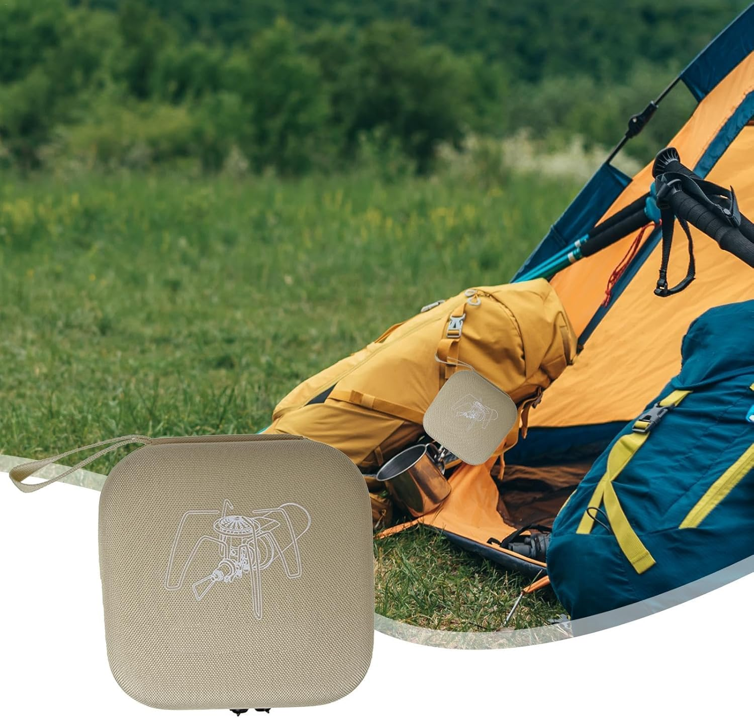 Carry Bag for Camp Stove | Waterproof Storage Bag Camp Stove Carry Bag,Thicken Dustproof Carry Case Portable Double Zipper Reusable Camp Supplies for Fishing - Green image number 3