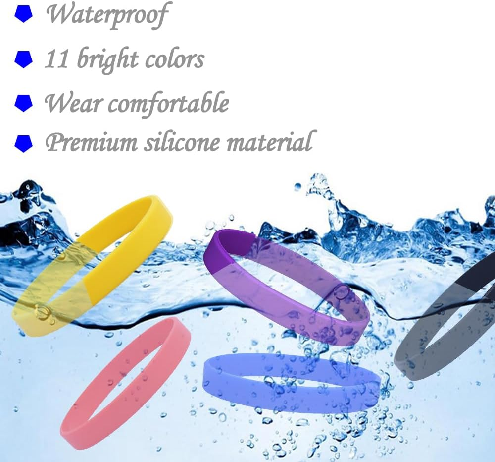 22Pcs Silicone Wristband, Betterjonny 11 Colors Stretch Bracelets Solid Color Rubber Bracelets Colorful Blank Wristbands for Women Men