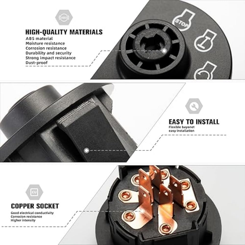 117-2221 137-4100 Mower Ignition Switch 3 Postion with Key for Toro Z Master、Time Cutter 、Titan Serise/Exmark Lazer Z、Quest Serise Zero Turn Mower image number 1