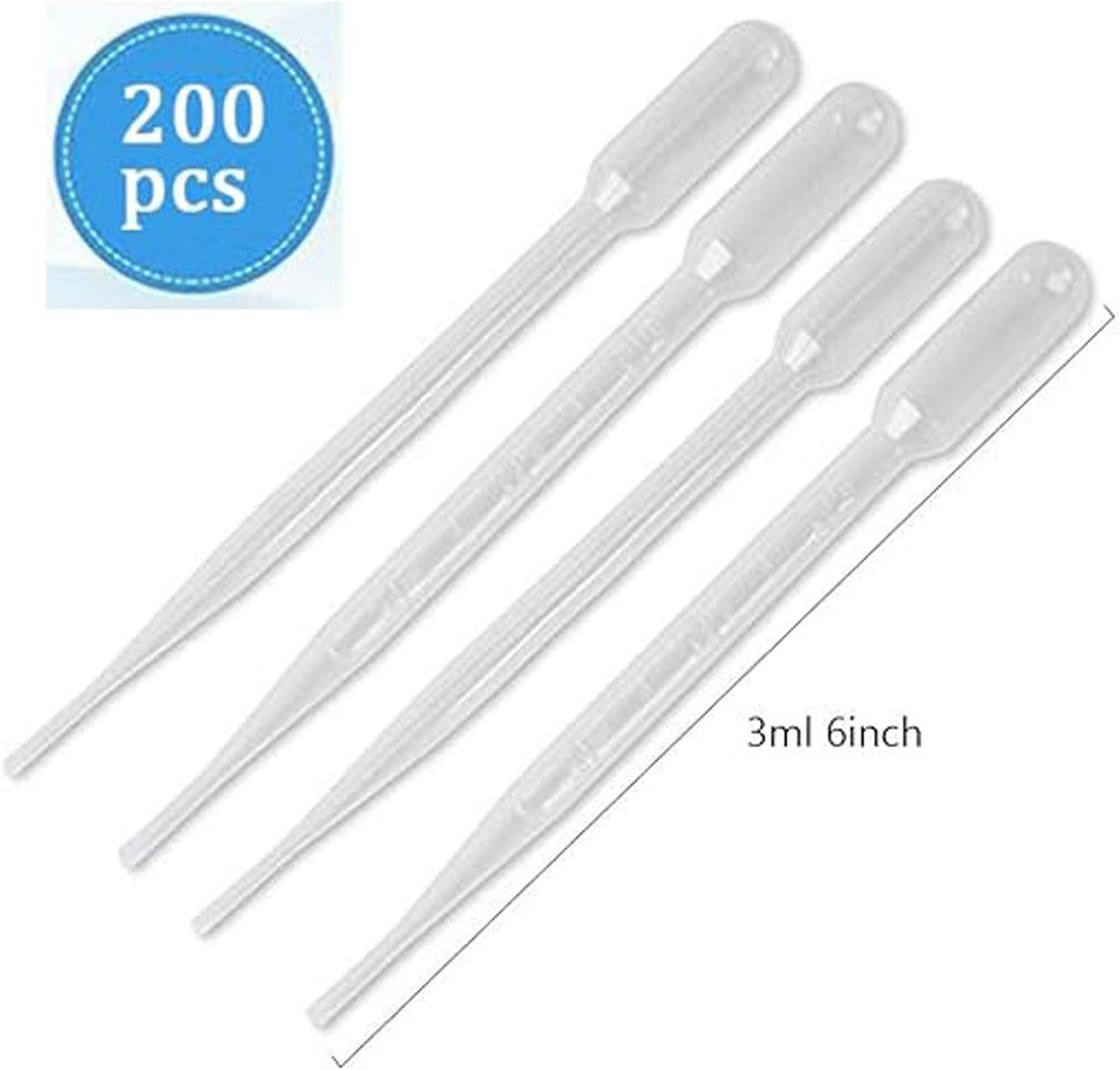 LYSAIMG 200 Pcs 3Mlclear Transfer Pipettes,3Mlclear Dropper,Liquid Transfer Pipette Dropper Measuring Pipettors for Essential Oils or Laboratory Kitchen Bar image number 1