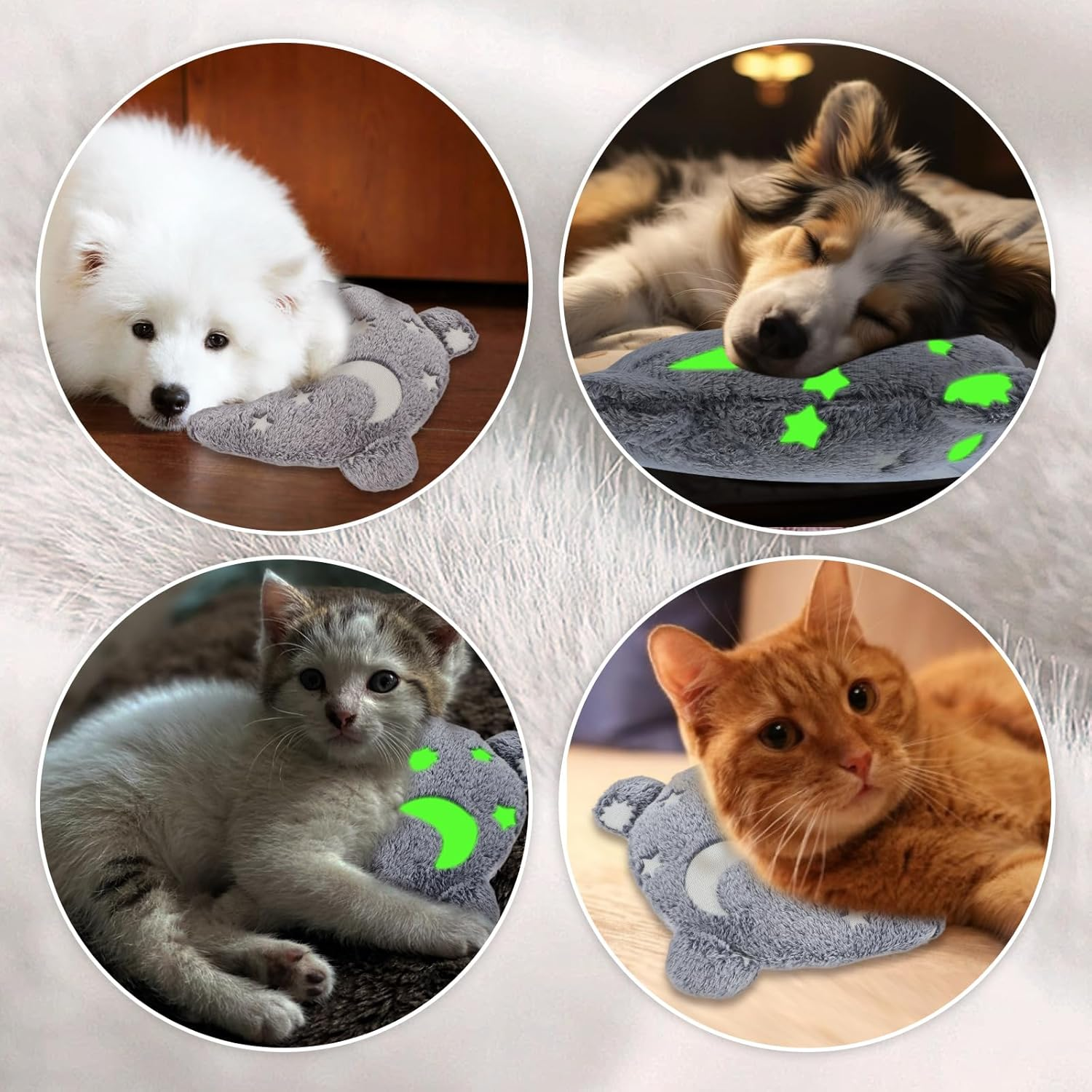 Pillow for Cats Dog Neck Pillow U-Shaped Soft Fluffy Pet Calming Toy Small Dogs Half Donut Cuddler Noctilucent Plush Bed Pillow for Joint Relief Sleeping Improve Puppy Indoor Cats Accessories image number 6