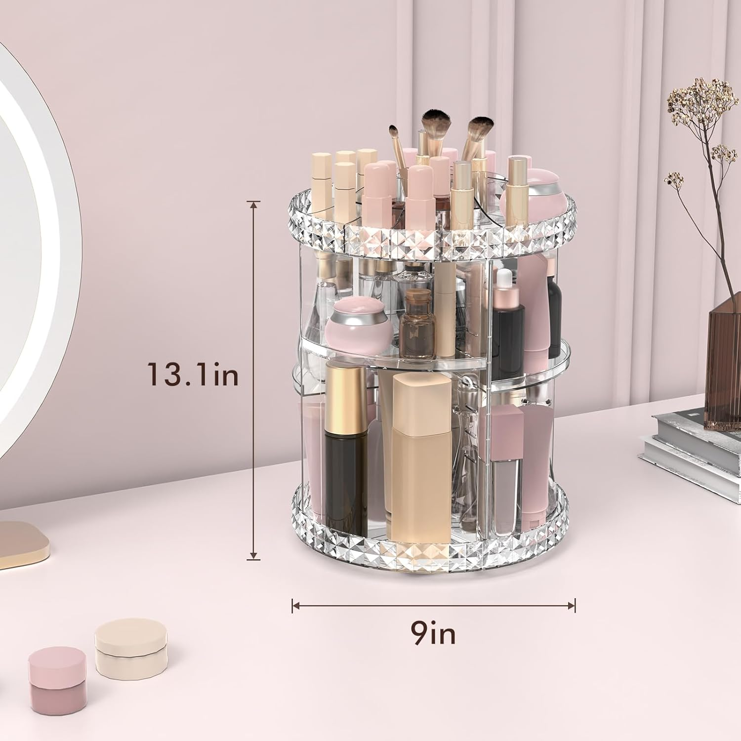 Rosoenvi Rotating Makeup Organizer, 360&deg; Spinning Skincare Organizers, Adjustable Layer Cosmetic Storage Lazy Susan Makeup Organizers for Dresser Bathroom, Medium image number 1