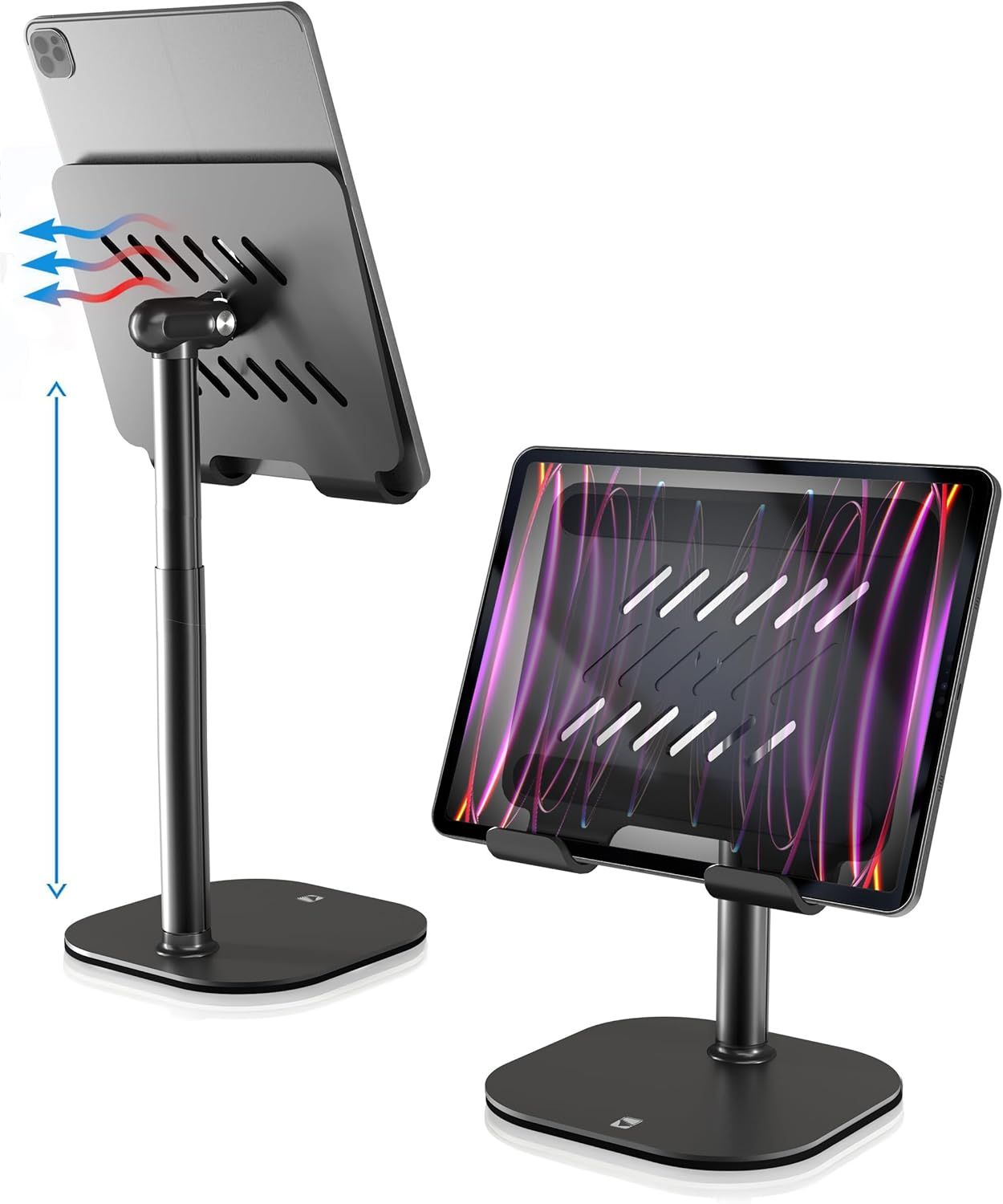 Cooper Tabholder, 7-10" Height Adjustable Tablet Stand, Premium Ipad Stand for Desk, 270&deg; Tilt Portable Monitor Holder for 15.6-17" Displays, for All Ipad, Kindle, Surface, Samsung Tablets (White)