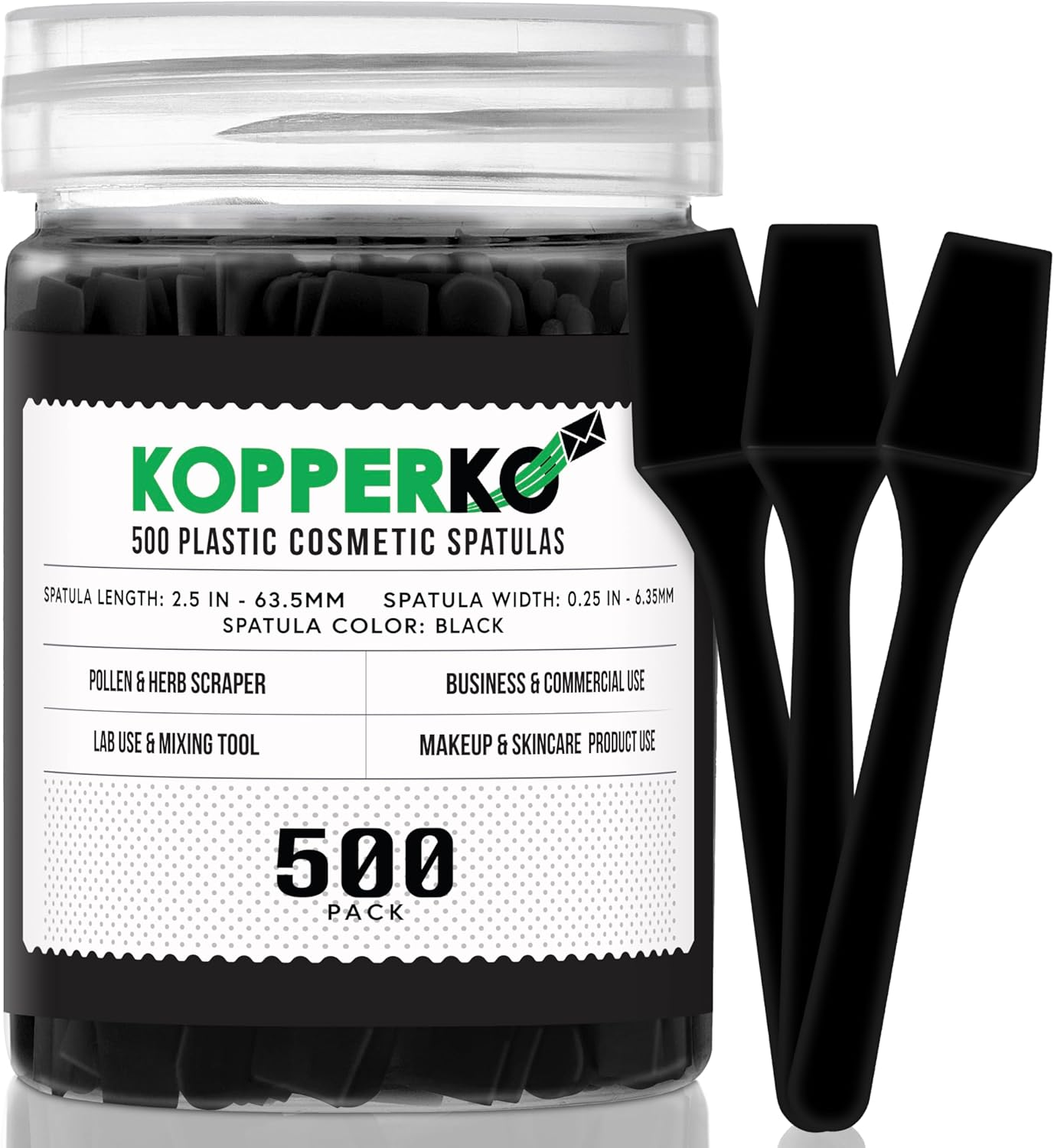 500 Pack 2.5 Inch Cosmetic Spatulas - Small Plastic Spatula for Cosmetics, Makeup, Creams, Crafts - Multipurpose Mini Applicators for Mixing Creams, Make-Up, Paste and Scraping Jars &ndash; Black