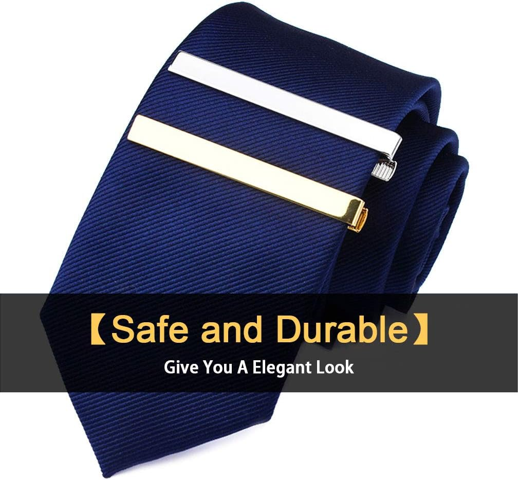 Roctee Tie Clips for Men, 3 Pack Classic Tie Clip Silver Gold Black Necktie Tie Bar Pinch Clips Suitable for Wedding Anniversary Business and Daily Life image number 3