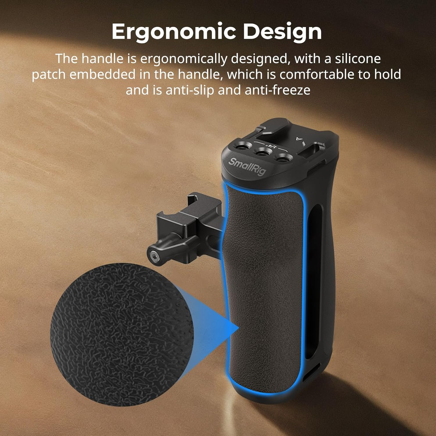 Smallrig Mini NATO Side Handle for Camera Cages, Universal Ergonomic Side Handgrip, 43Mm Up/Down Adjustable, Bulit-In 1/4"-20 Threaded Hole, Strap Hole, Cold Shoe - 4840 image number 4