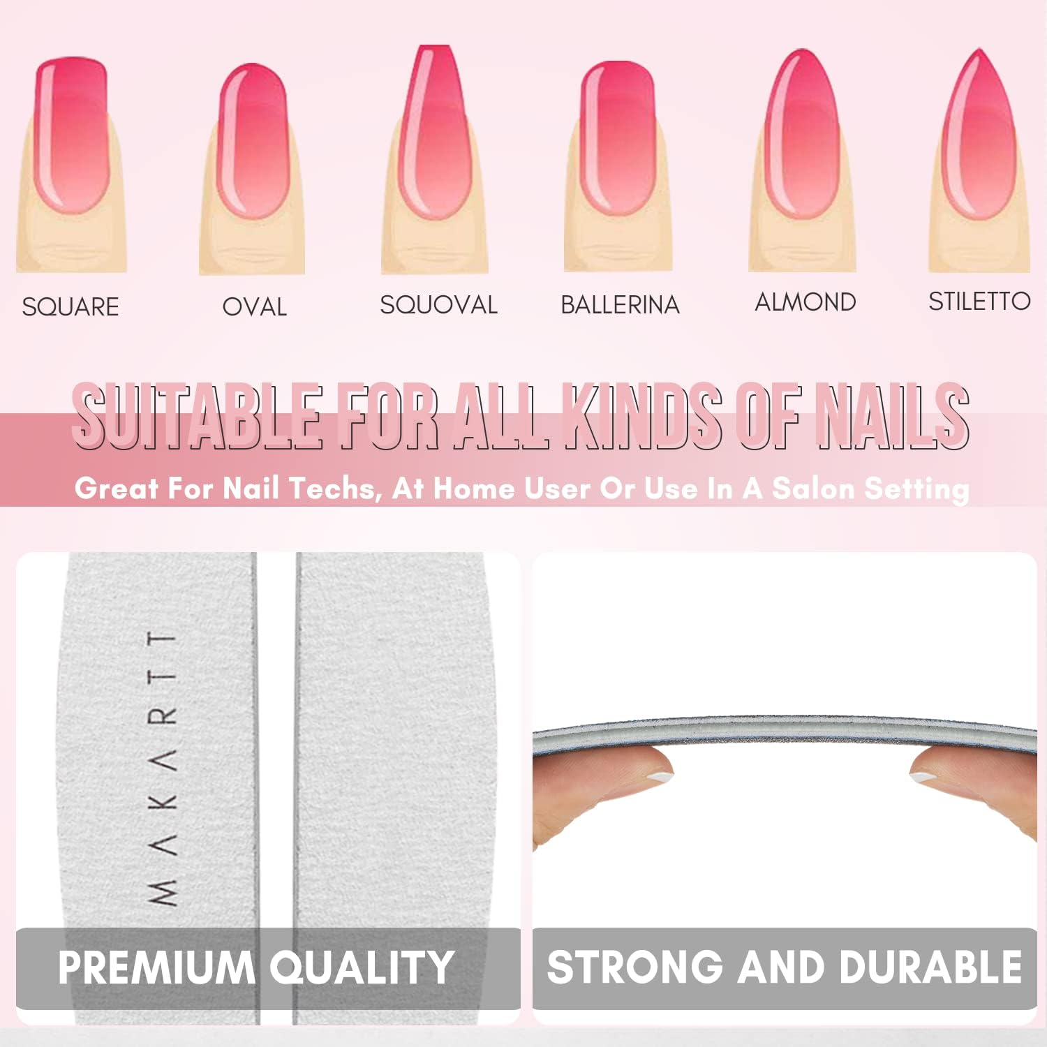 MAKARTT Zebra Nail File Washable Double Sided Emery Board 10 Pieces 100 180 Grit image number 2