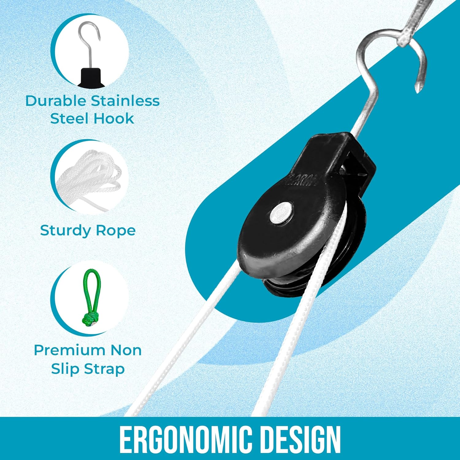 AARAM Overhead Hand Shoulder Pulley Equipment Kit W/Rope for Home Gym Exercise & Physical Therapy, for Frozen Shoulder and Hand Physiotherapy Exercise and General Hand Movement Exercise. image number 1