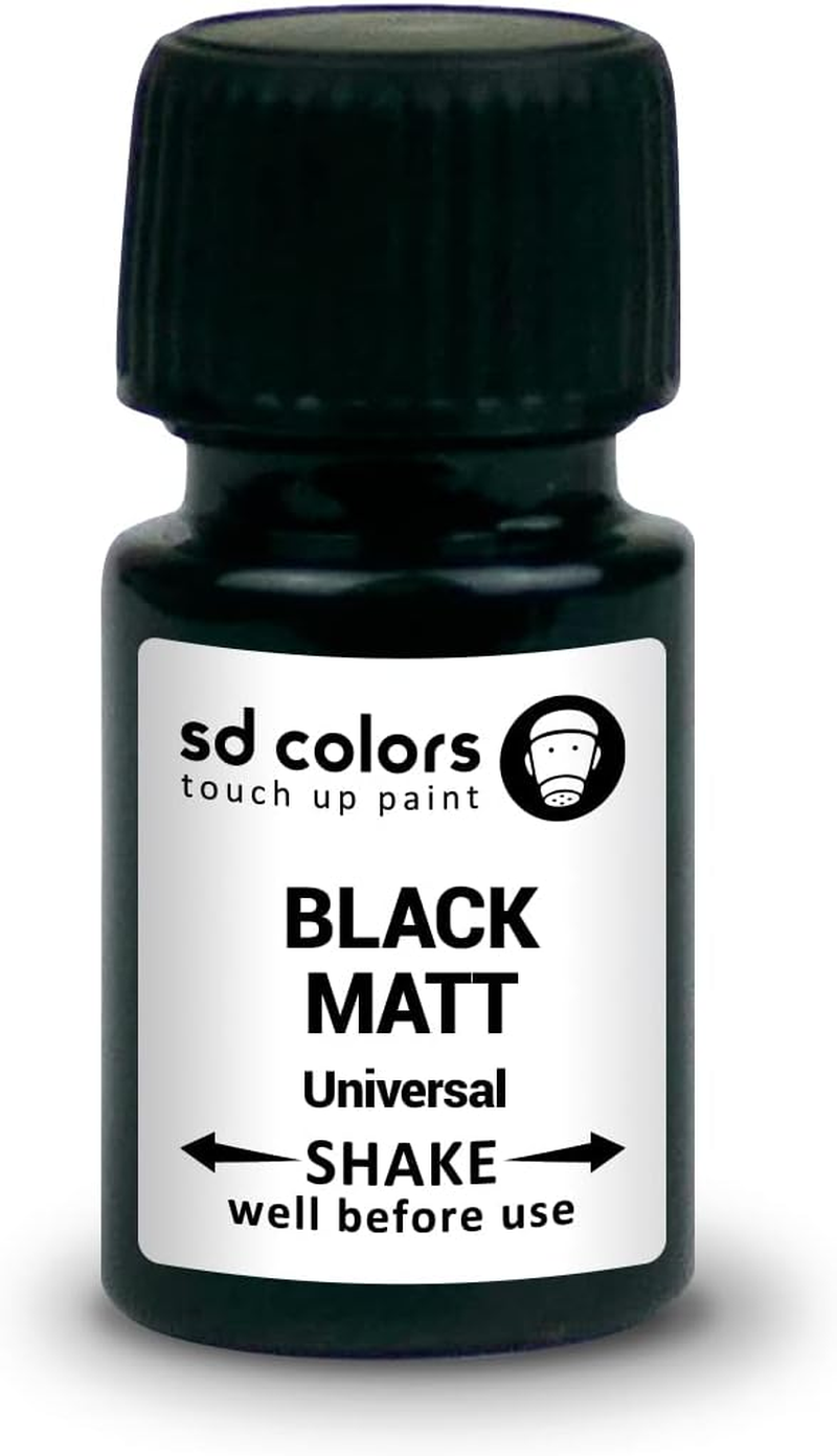 SD COLORS TOUCH up PAINT UNIVERSAL MAT BLACK 15 ML for Repair Stone Chips Scratches Car Moto Bicycles Alloy Wheels