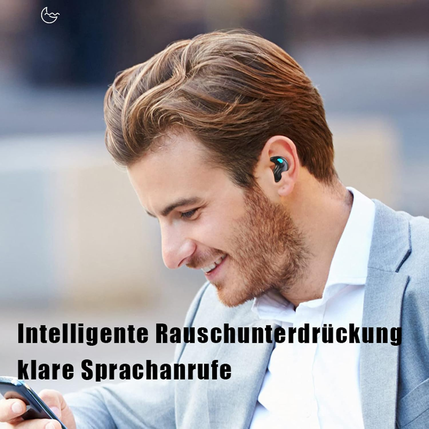 Xmenha Mini Invisible Bluetooth In-Ear Wireless Headphones for Sleeping, Noise Cancelling, Black image number 4